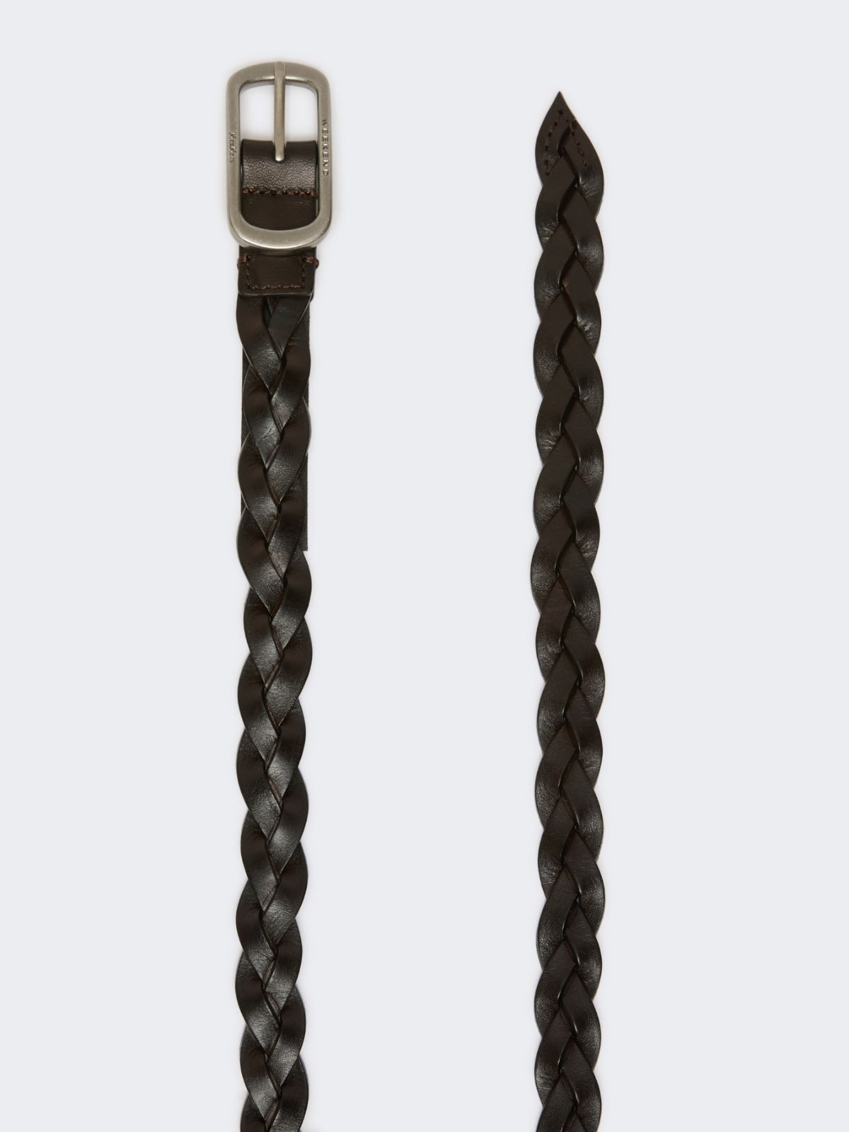 Woven leather belt - DARK BROWN - Weekend - 2