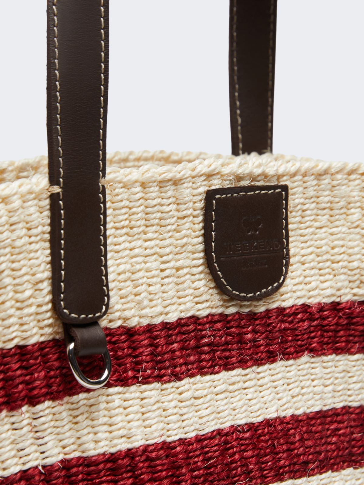Large striped natural fibre bag - RED - Weekend - 4