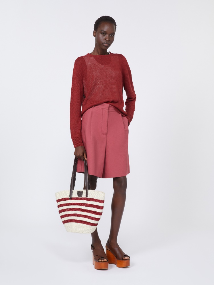 Large striped natural fibre bag - RED - Weekend - 8