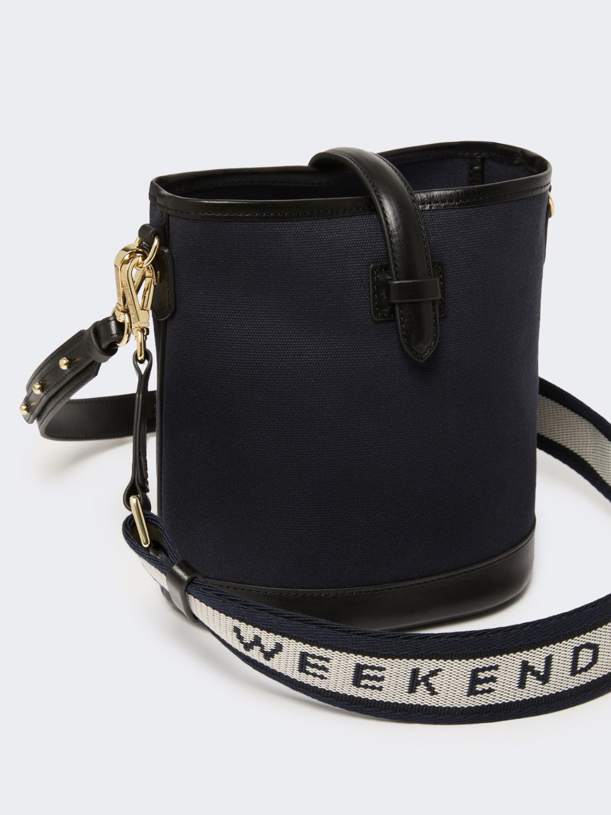 Small canvas and leather bucket bag - ULTRAMARINE - Weekend - 4