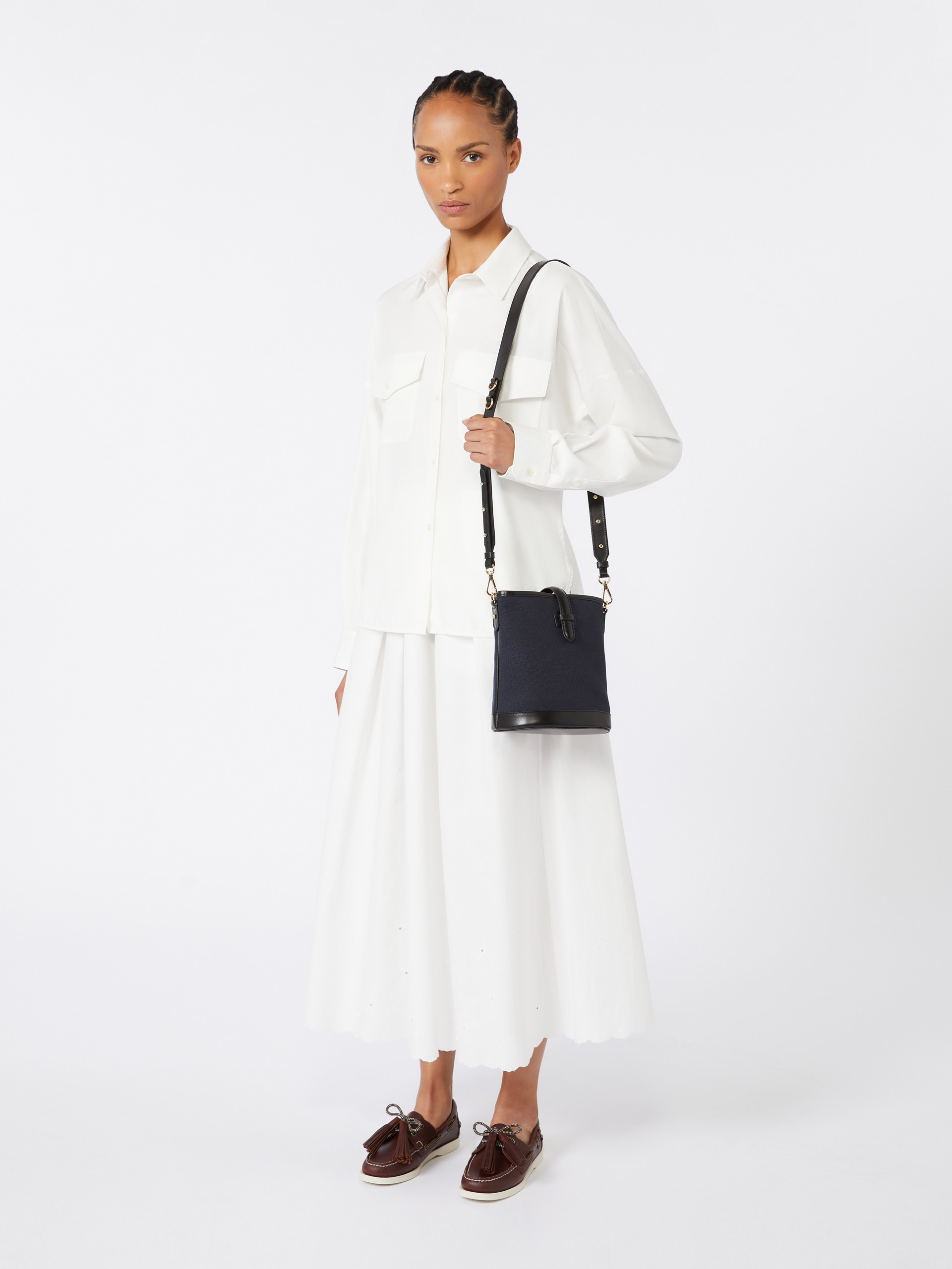 Small canvas and leather bucket bag - ULTRAMARINE - Weekend Max Mara - 7