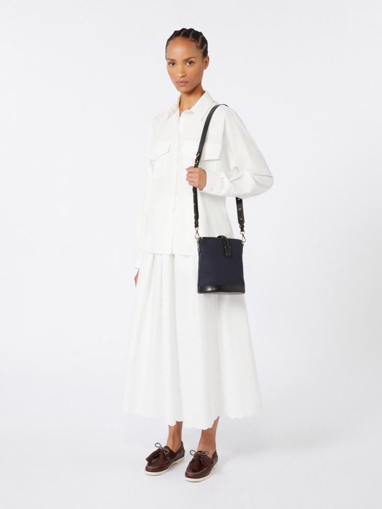 Small canvas and leather bucket bag - ULTRAMARINE - Weekend - 2