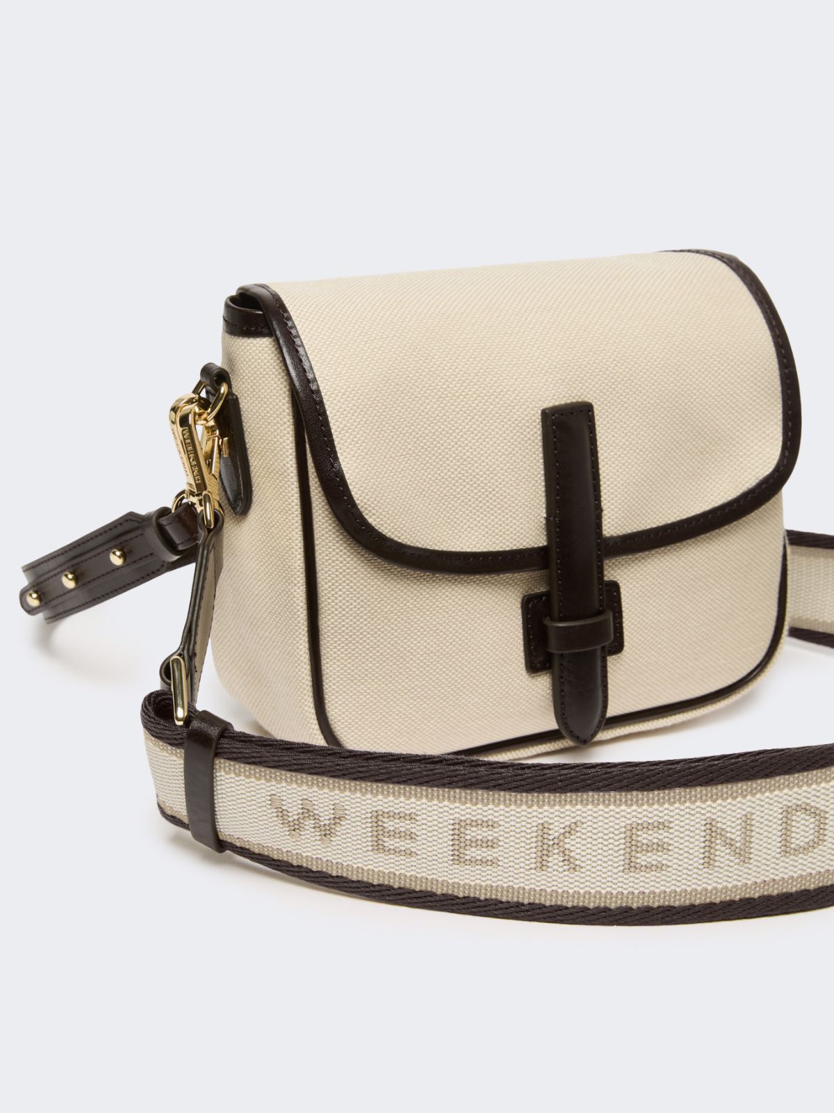 Small canvas and leather crossbody bag - BEIGE - Weekend - 4