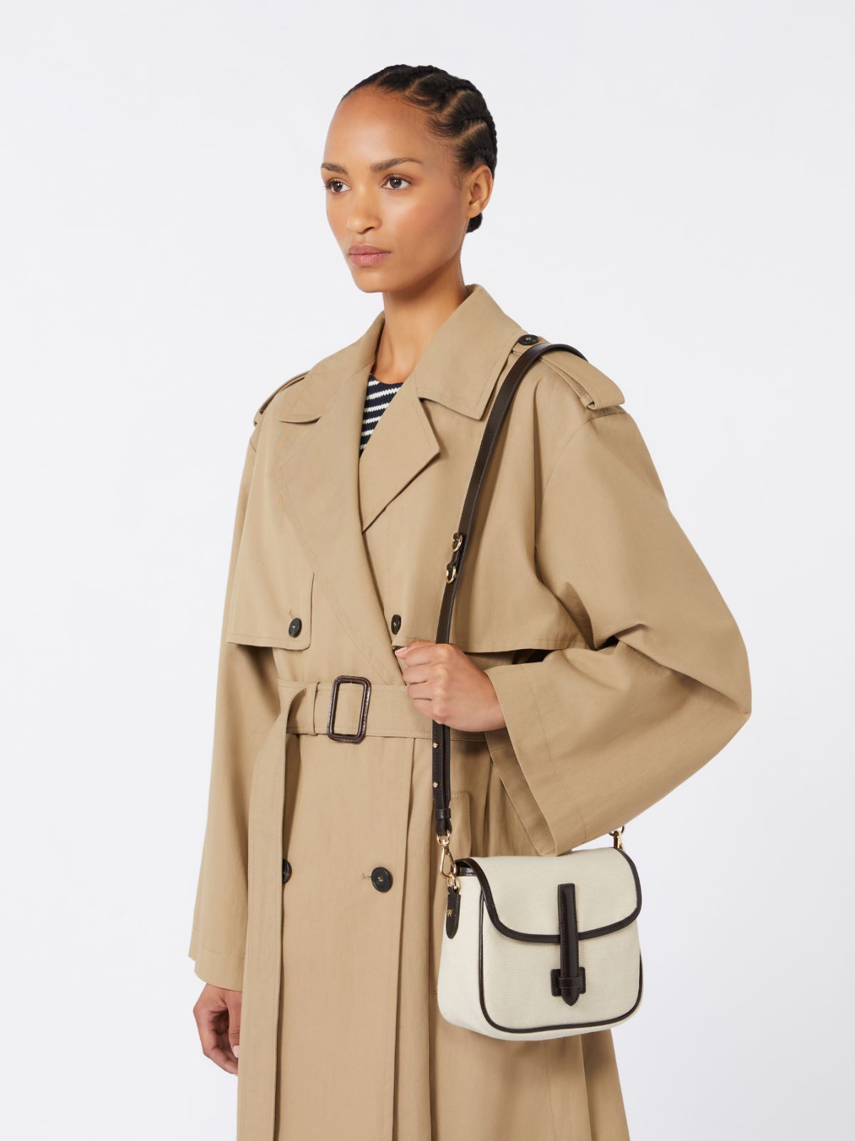 Small canvas and leather crossbody bag - BEIGE - Weekend - 8