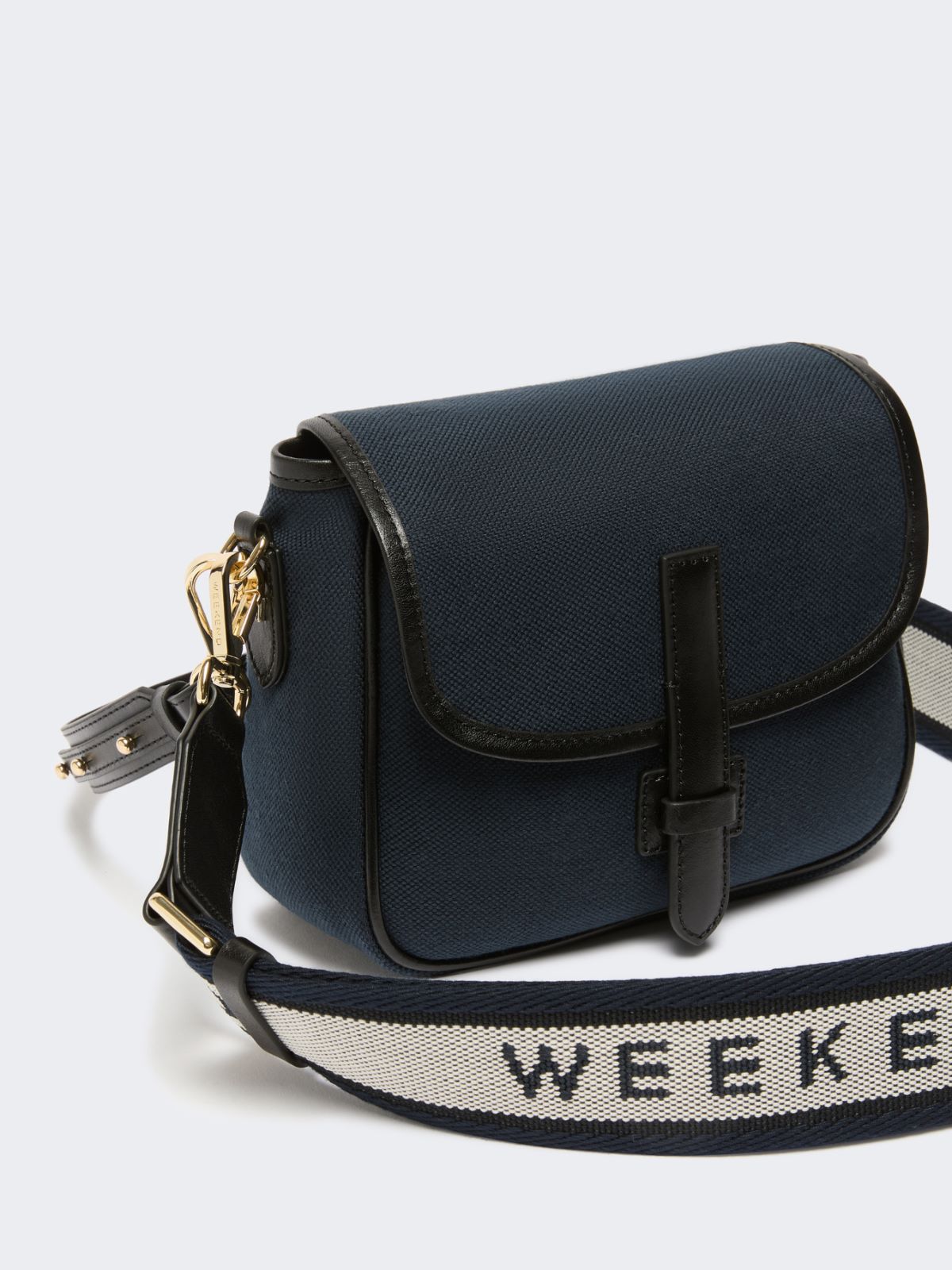 Small canvas and leather crossbody bag - ULTRAMARINE - Weekend - 4