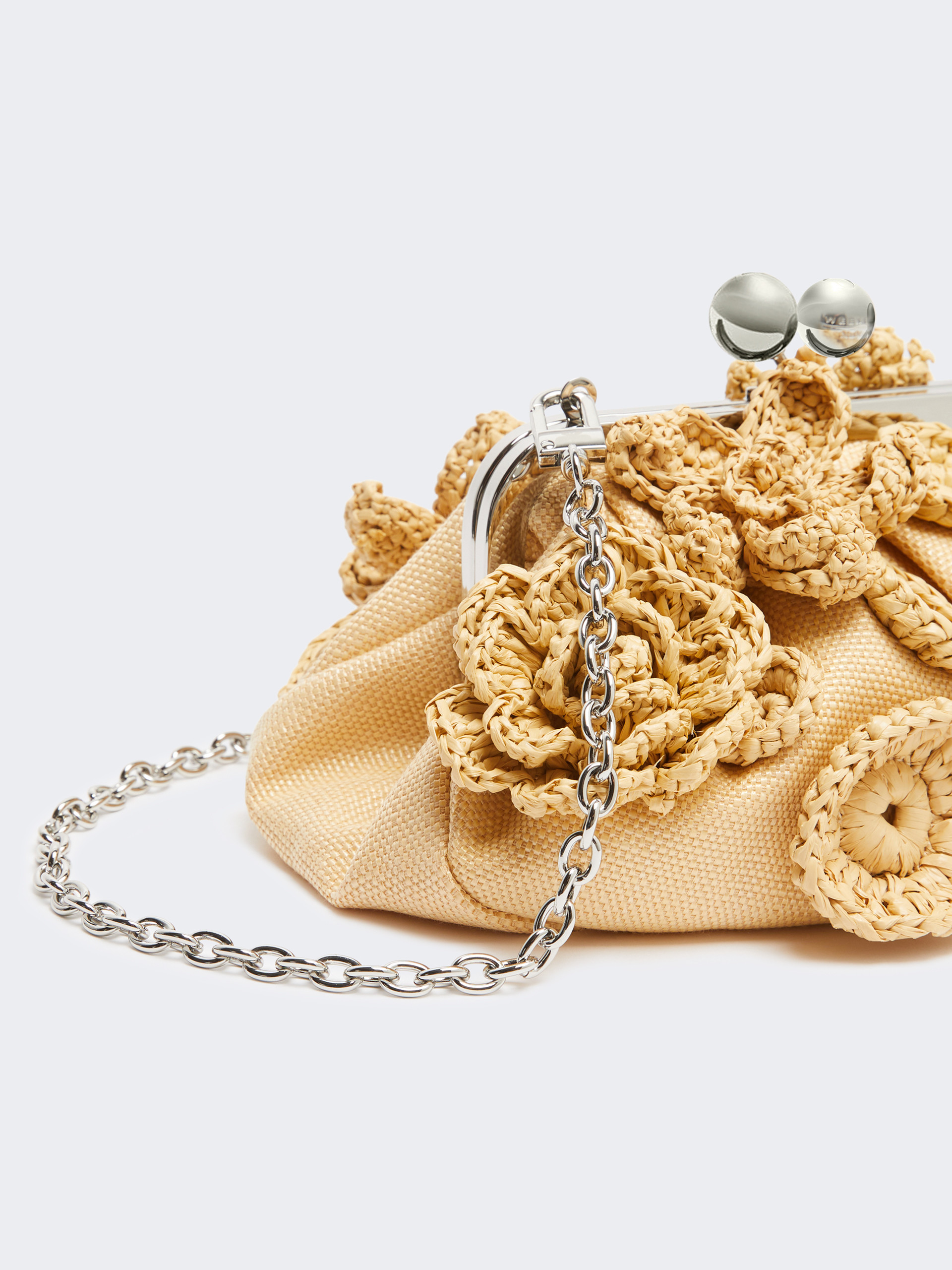 Small raffia-effect Pasticcino Bag with flowers - BEIGE - Weekend Max Mara - 4