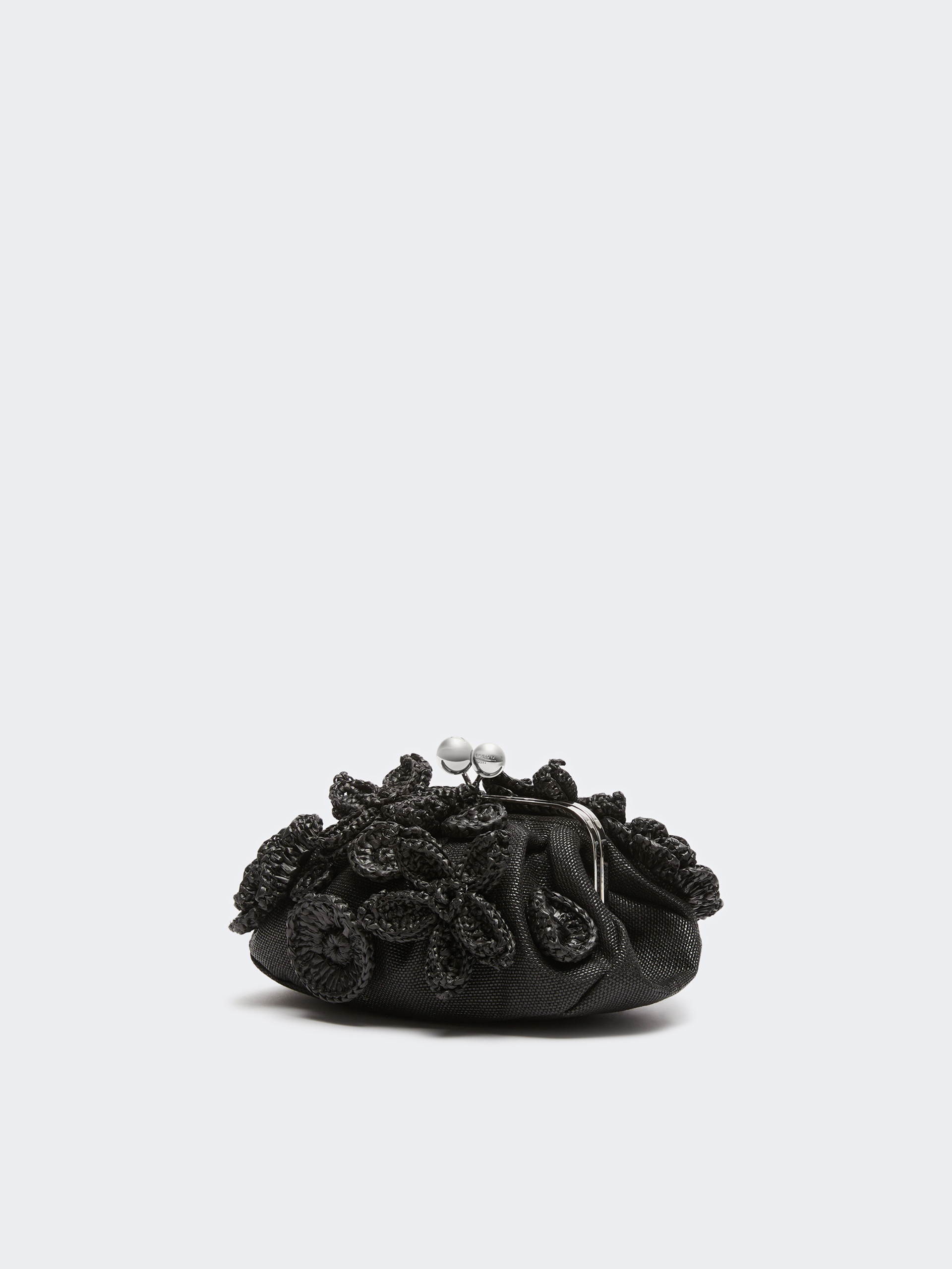 Small raffia-effect Pasticcino Bag with flowers - BLACK - Weekend Max Mara - 2