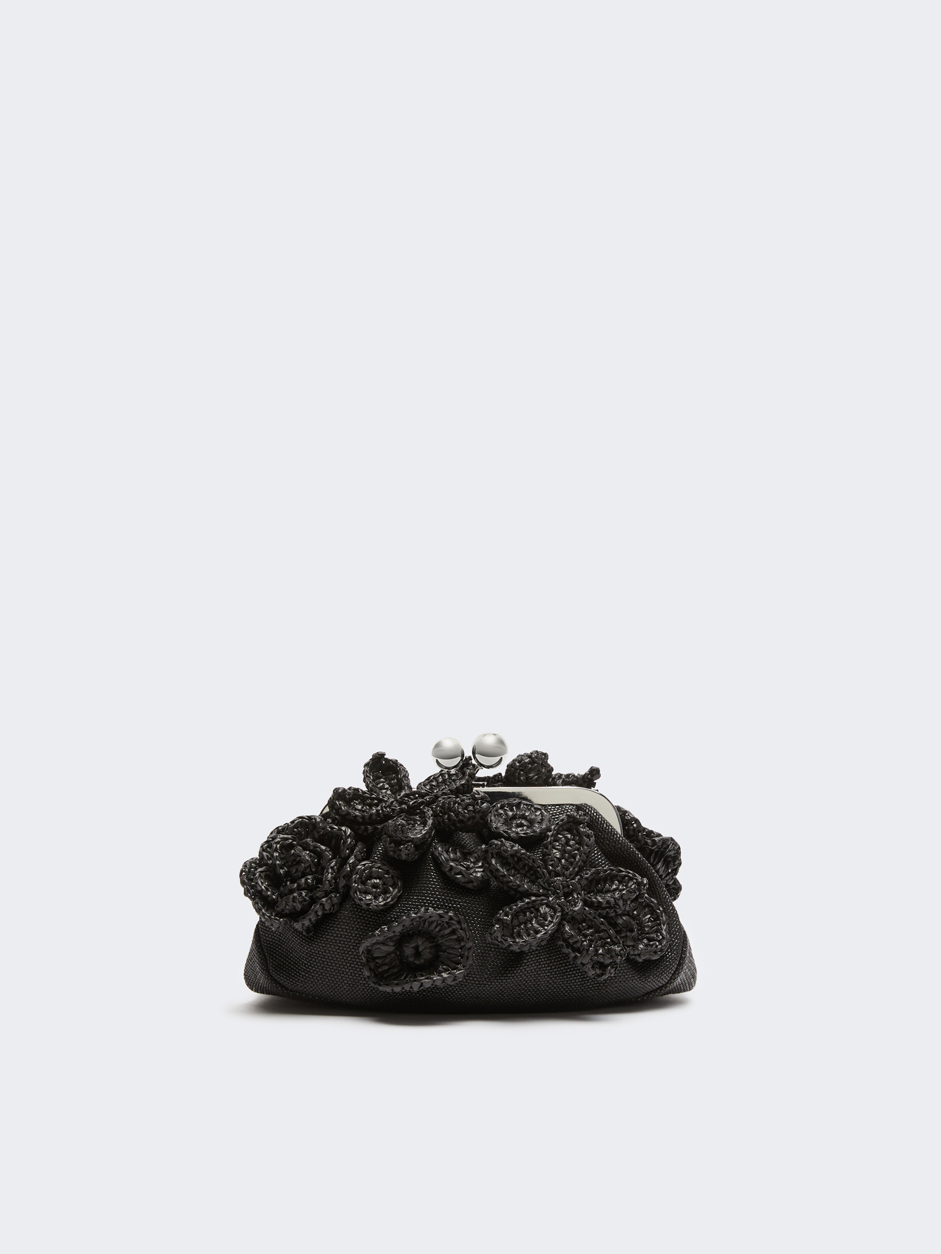 Small raffia-effect Pasticcino Bag with flowers - BLACK - Weekend Max Mara - 3