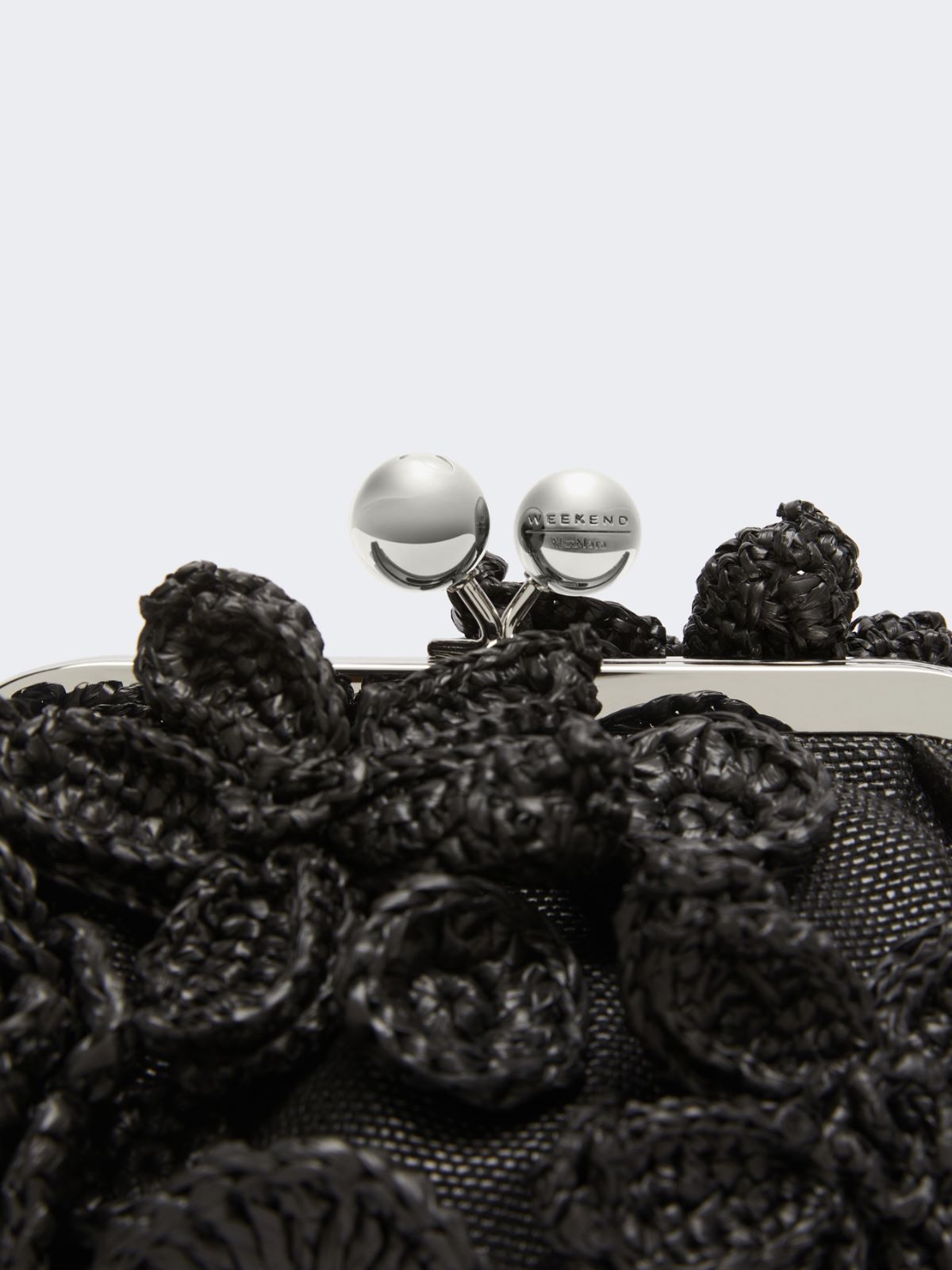 Small raffia-effect Pasticcino Bag with flowers - BLACK - Weekend - 5