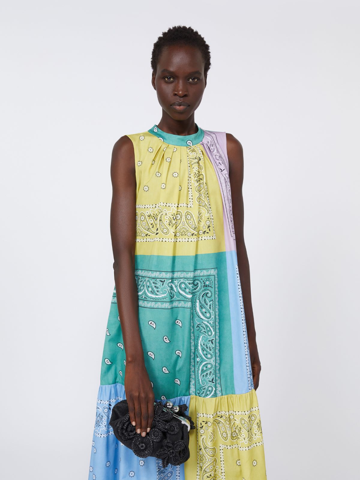 Small raffia-effect Pasticcino Bag with flowers - BLACK - Weekend - 8