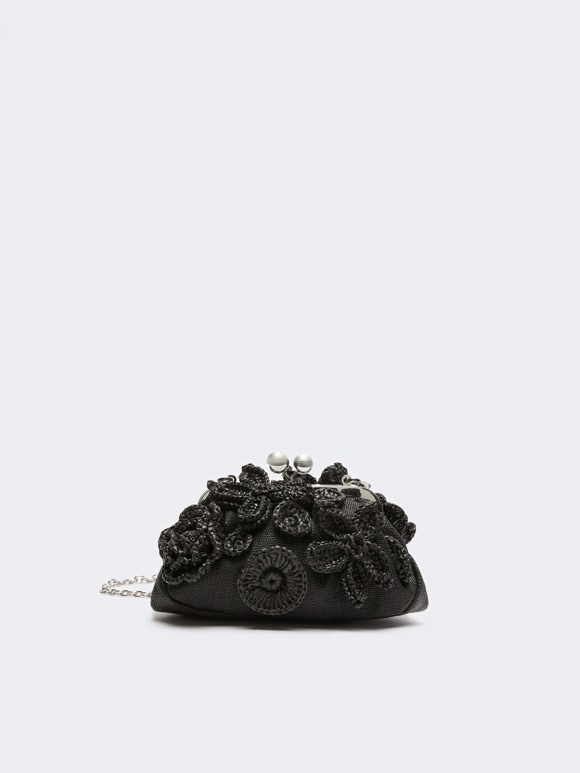 Small raffia-effect Pasticcino Bag with flowers - BLACK - Weekend Max Mara