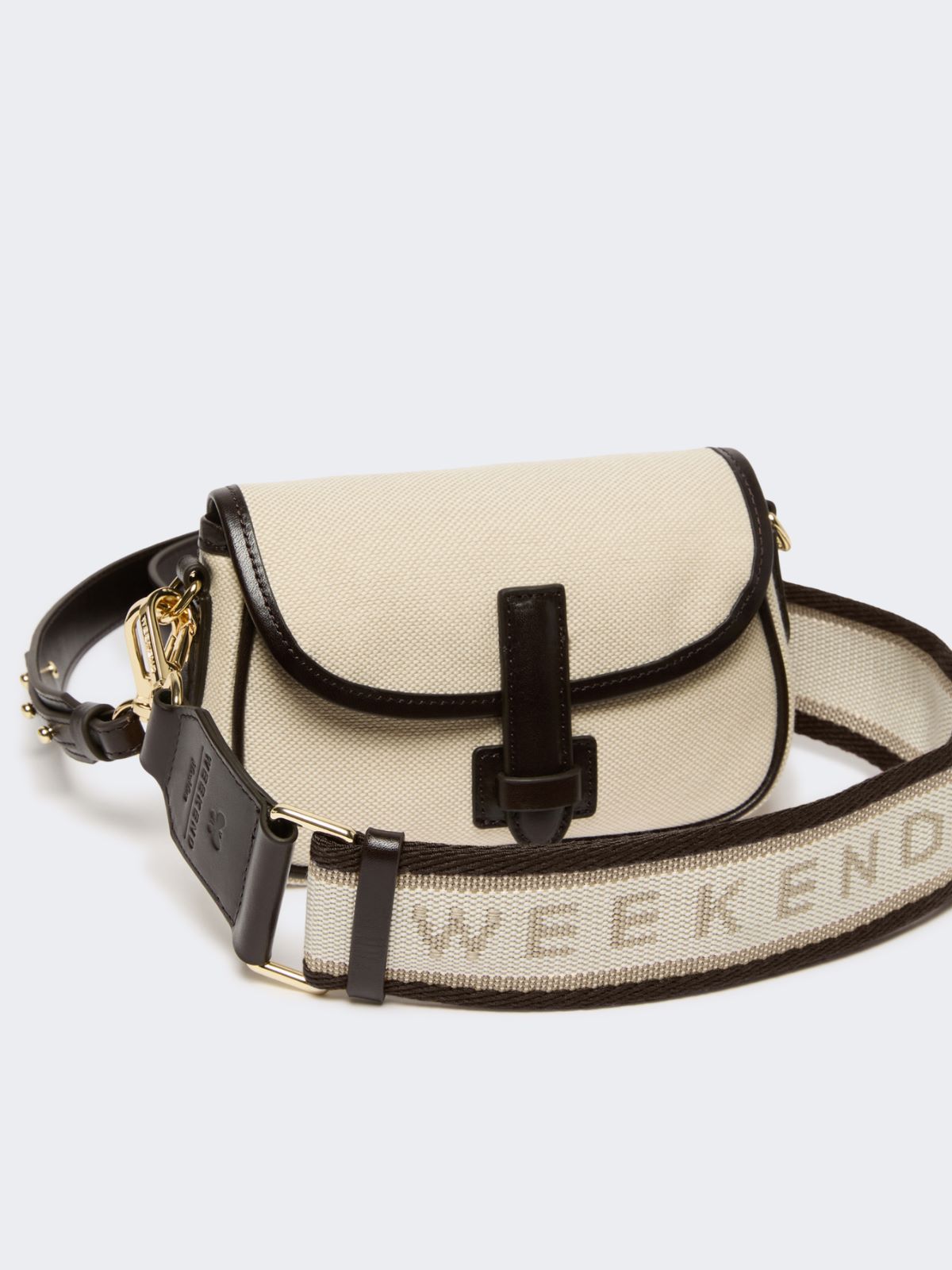 Canvas and leather micro crossbody bag - BEIGE - Weekend - 4