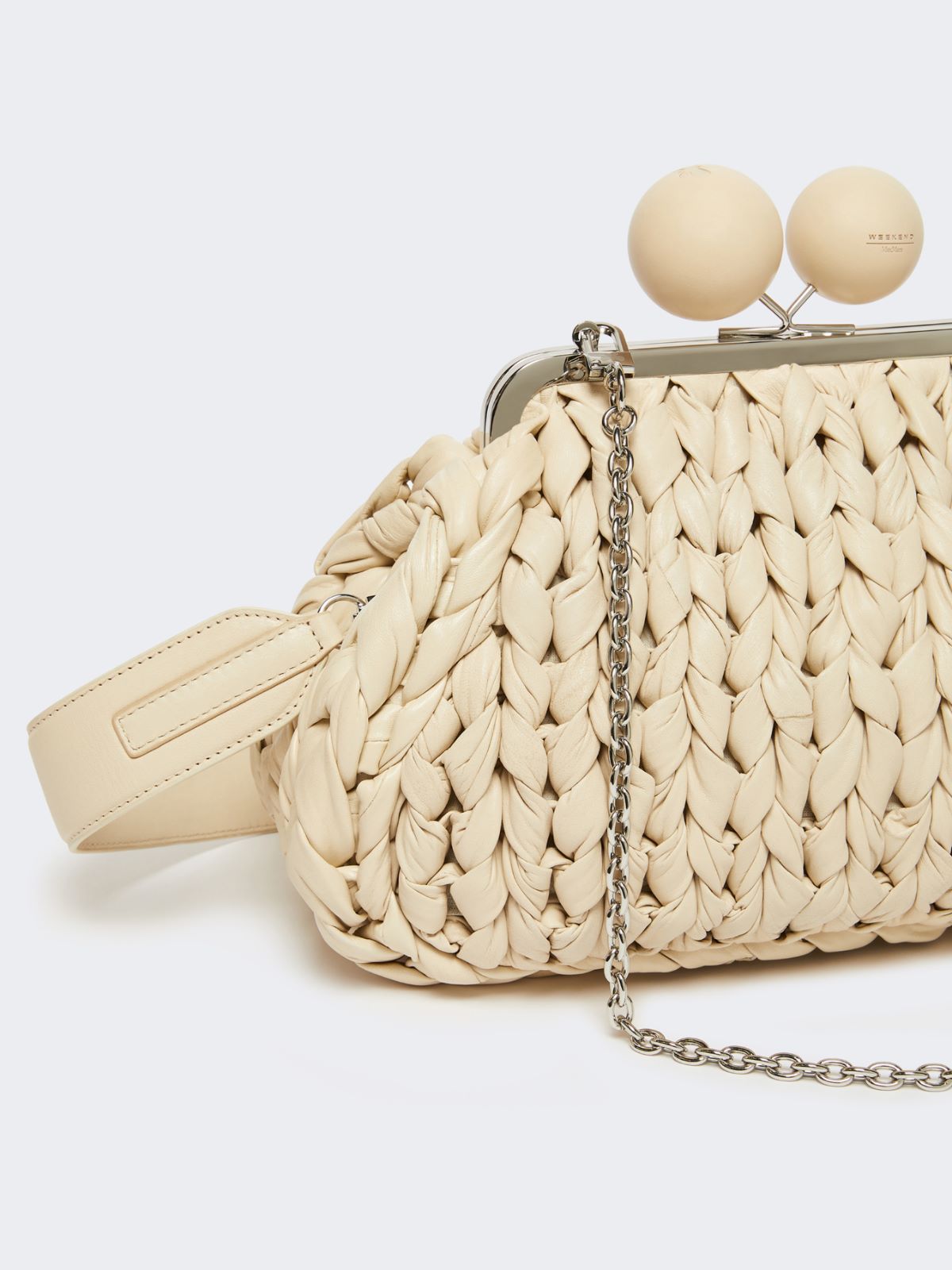 Medium nappa leather tricot Pasticcino Bag - IVORY - Weekend - 4