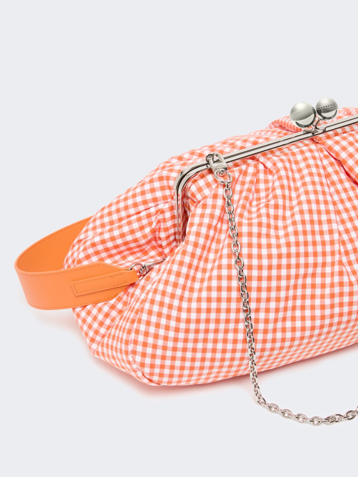 Large gingham cotton Pasticcino Bag - ORANGE - Weekend - 4