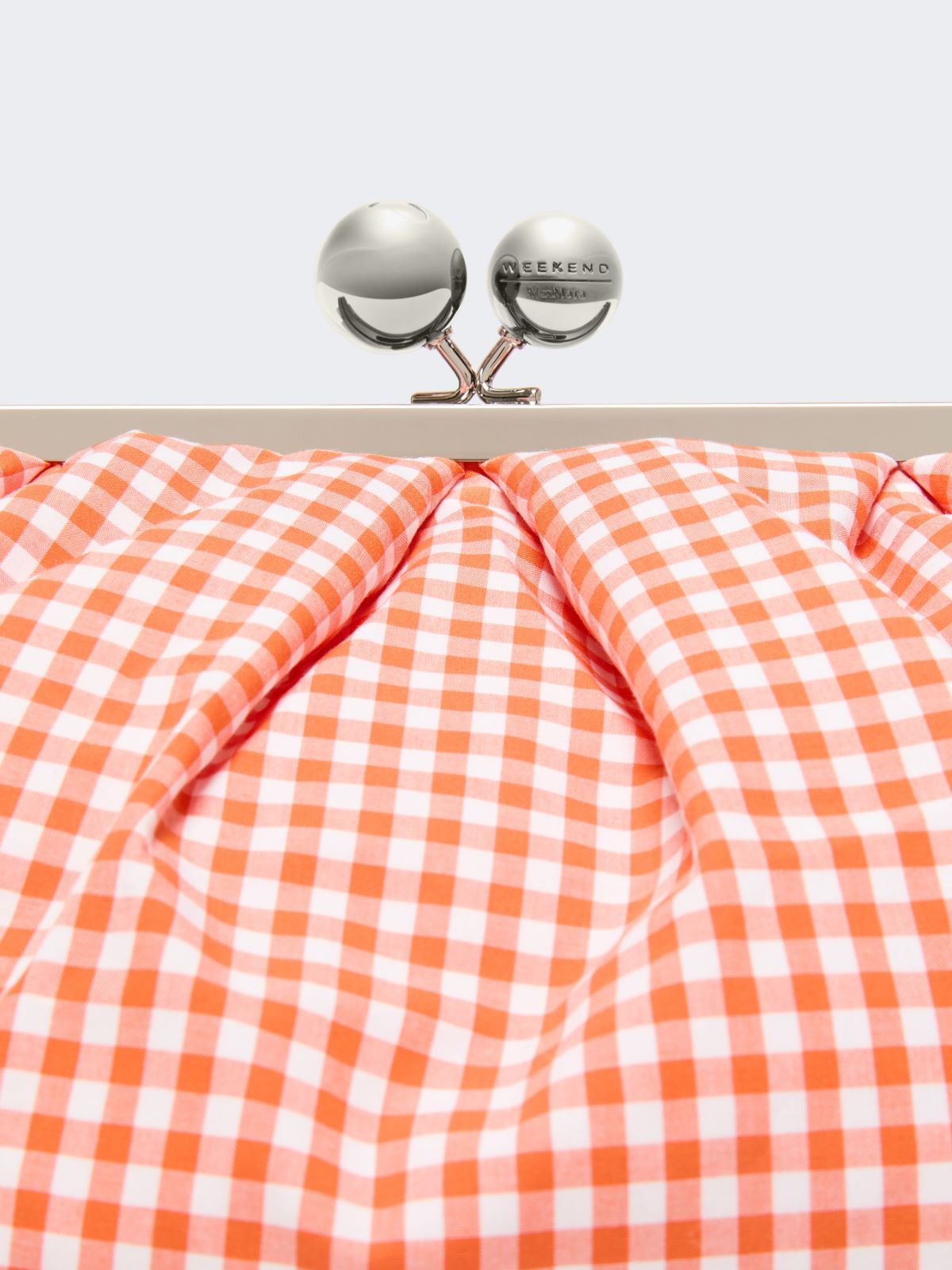 Large gingham cotton Pasticcino Bag - ORANGE - Weekend - 5