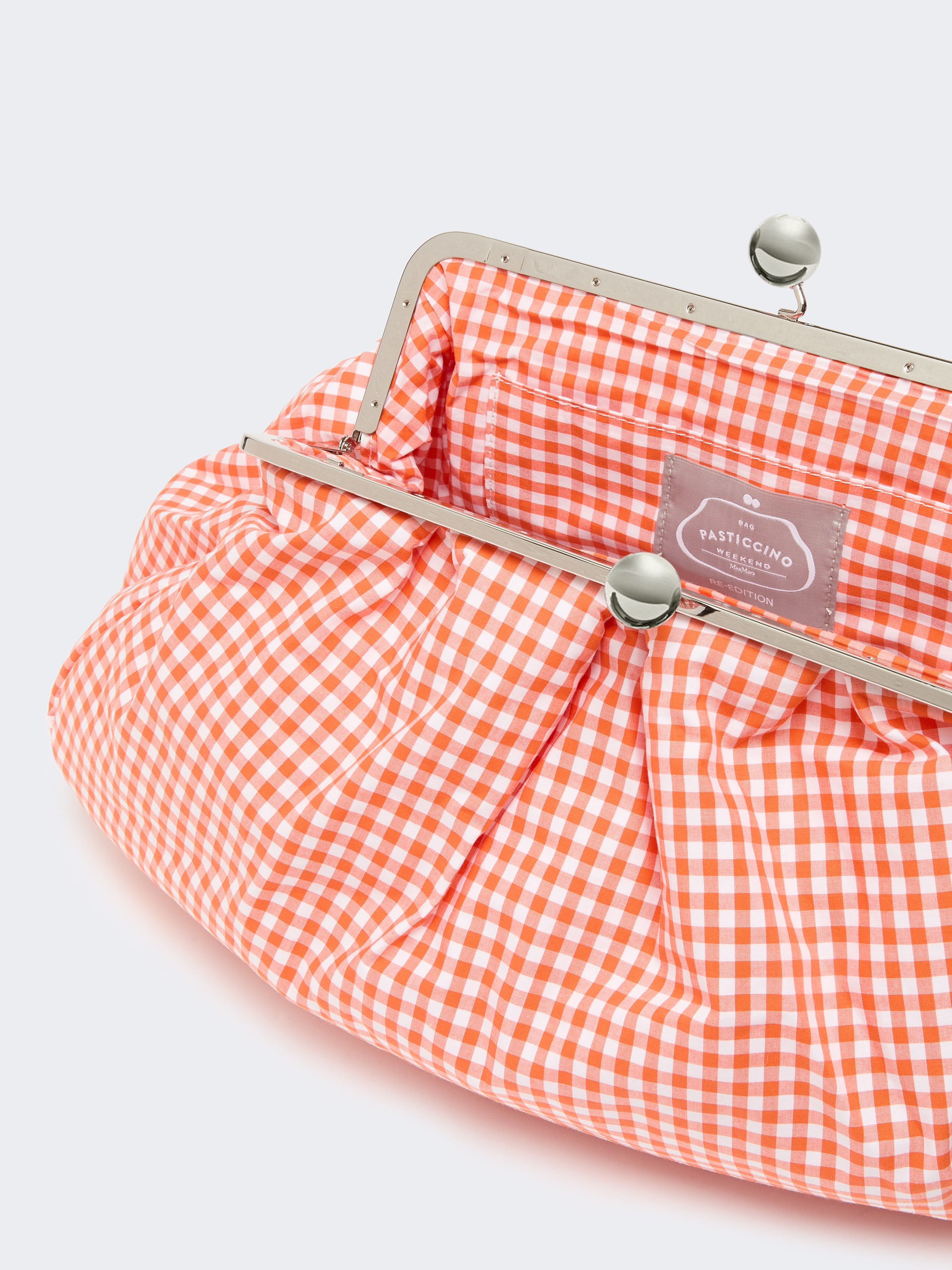 Large gingham cotton Pasticcino Bag - ORANGE - Weekend Max Mara - 6