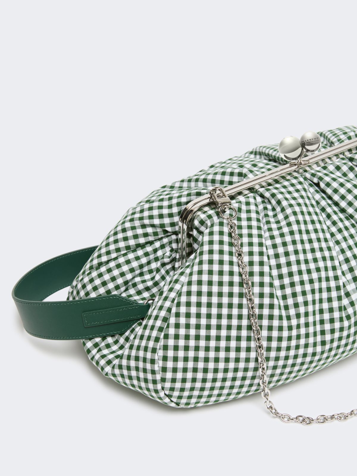 Large gingham cotton Pasticcino Bag - MOSS GREEN - Weekend - 4
