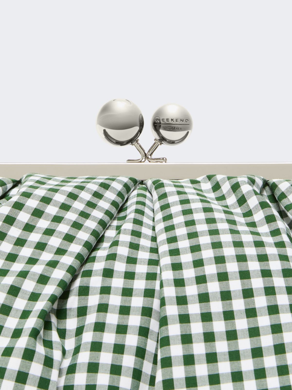 Large gingham cotton Pasticcino Bag - MOSS GREEN - Weekend - 5