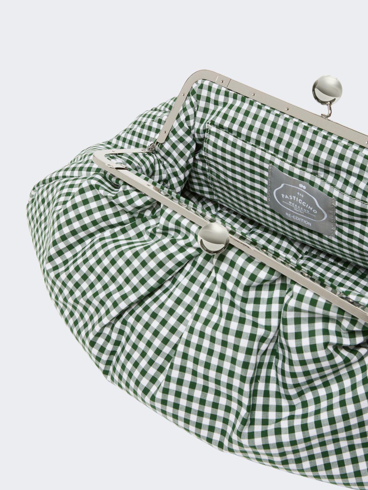 Large gingham cotton Pasticcino Bag - MOSS GREEN - Weekend - 6