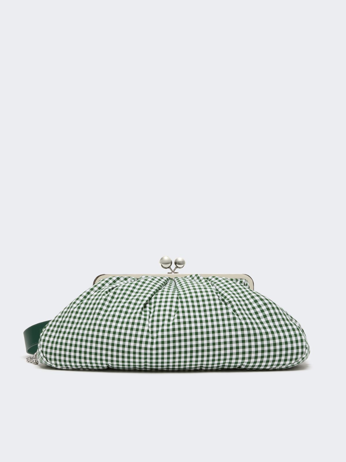 Large gingham cotton Pasticcino Bag - MOSS GREEN - Weekend