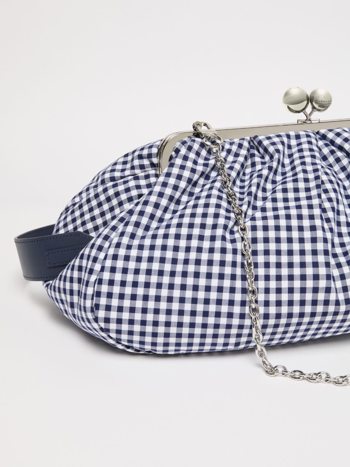 Large gingham cotton Pasticcino Bag - ULTRAMARINE - Weekend - 4