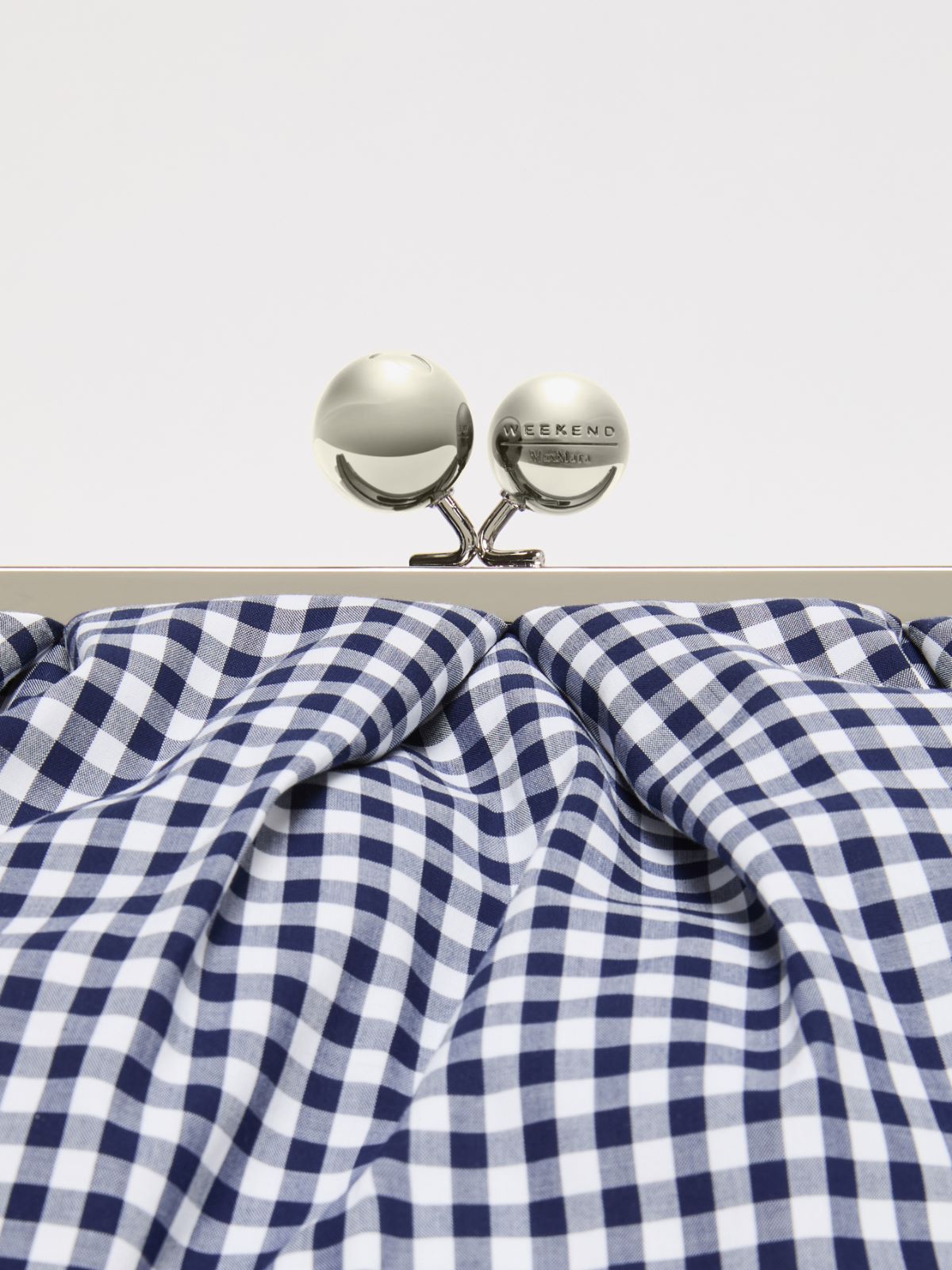 Large gingham cotton Pasticcino Bag - ULTRAMARINE - Weekend - 5