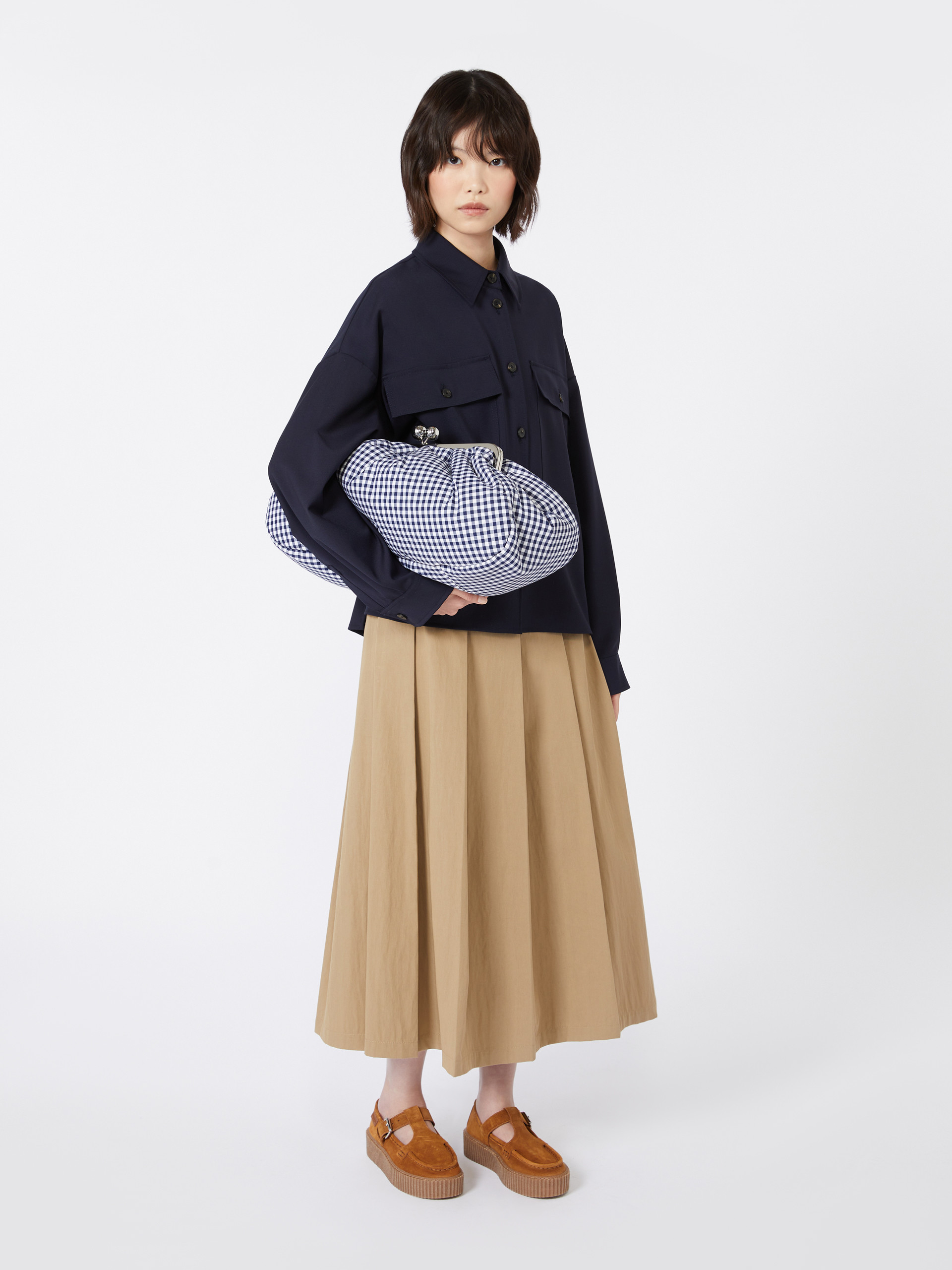 Large gingham cotton Pasticcino Bag - ULTRAMARINE - Weekend Max Mara - 7