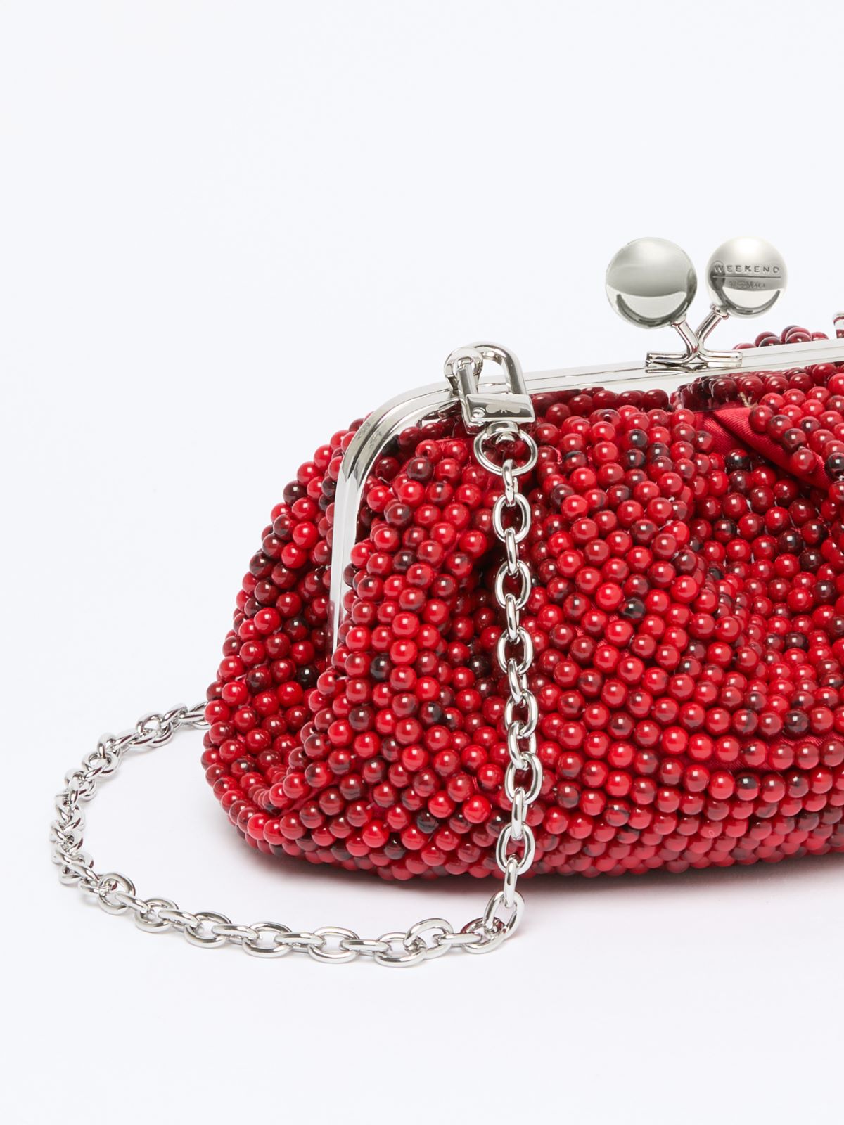 Small Pasticcino Bag with embroidered resin pearls - CORAL - Weekend - 4