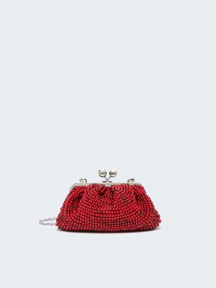 Small Pasticcino Bag with embroidered resin pearls - CORAL - Weekend