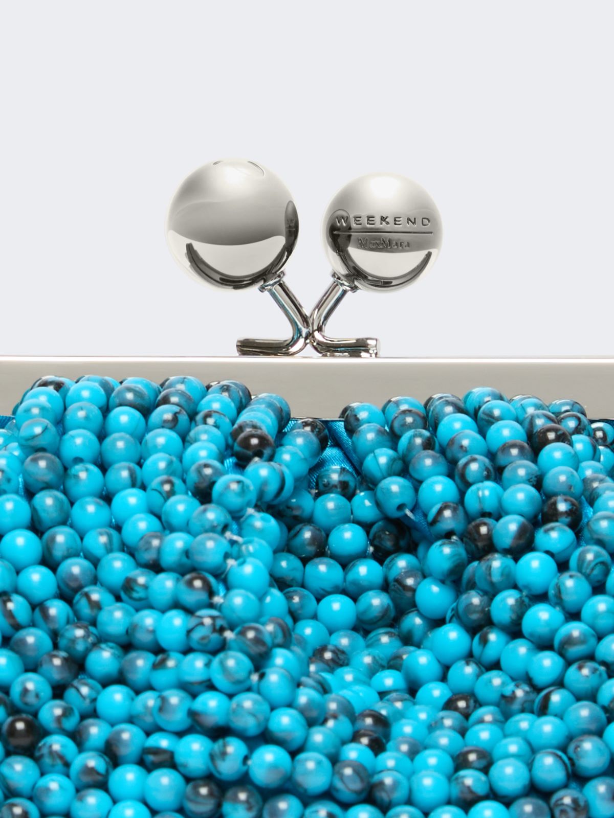 Small Pasticcino Bag with embroidered resin pearls - TURQUOISE - Weekend - 5