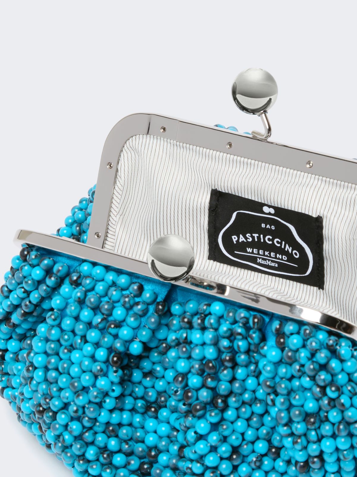 Small Pasticcino Bag with embroidered resin pearls - TURQUOISE - Weekend - 6