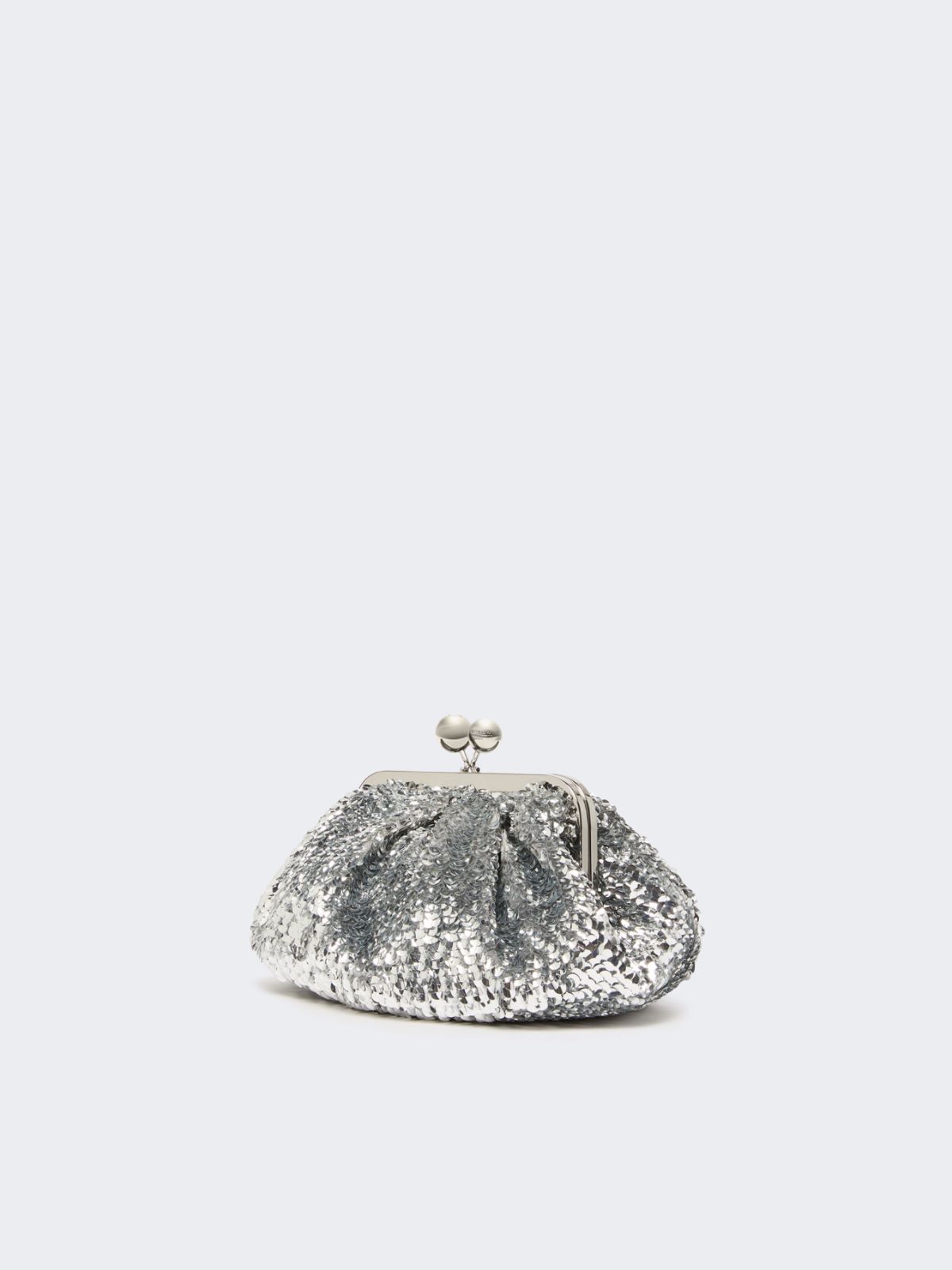 Sequin-adorned small satin Pasticcino Bag - SILVER - Weekend - 2