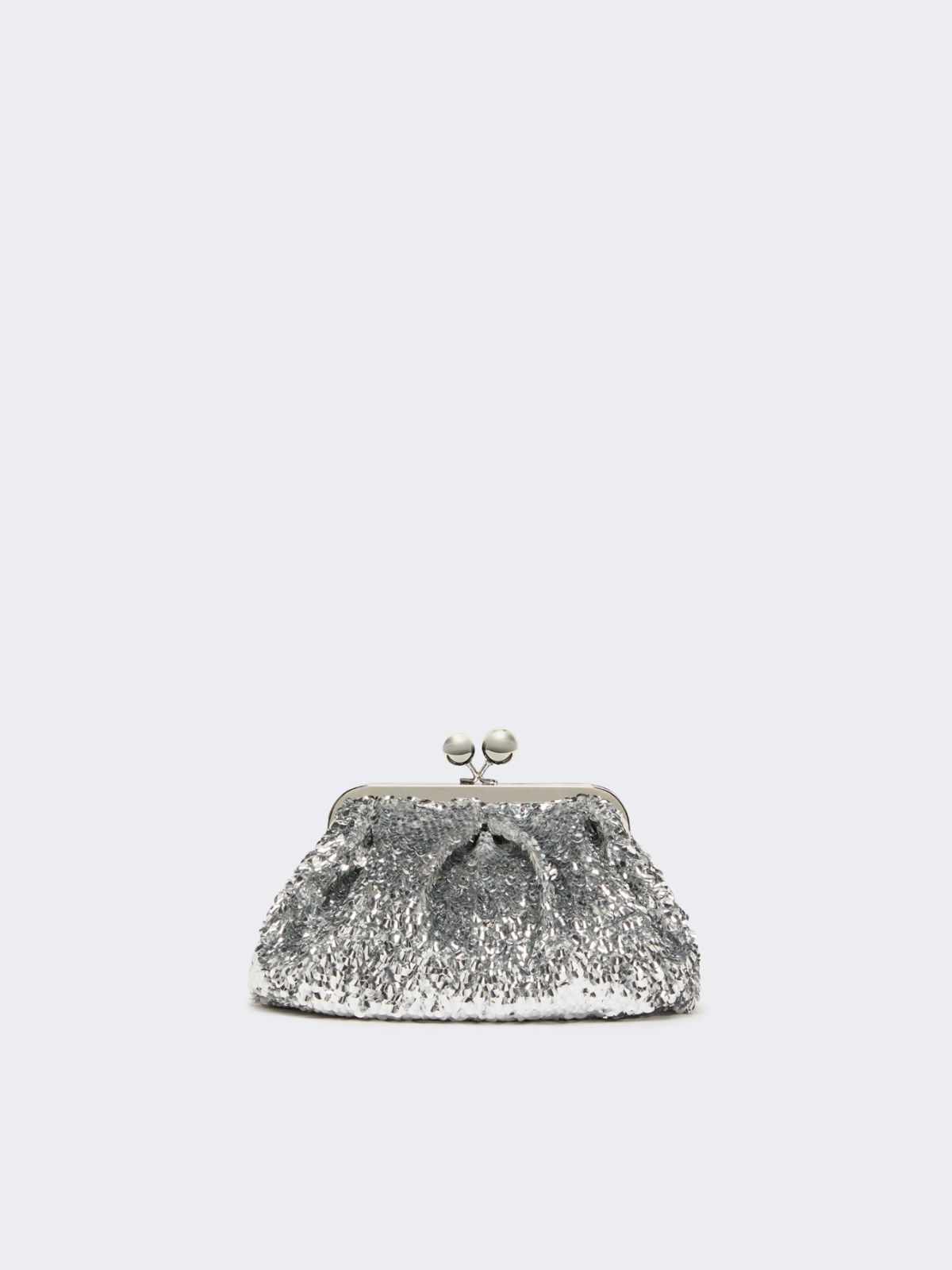 Sequin-adorned small satin Pasticcino Bag - SILVER - Weekend - 3