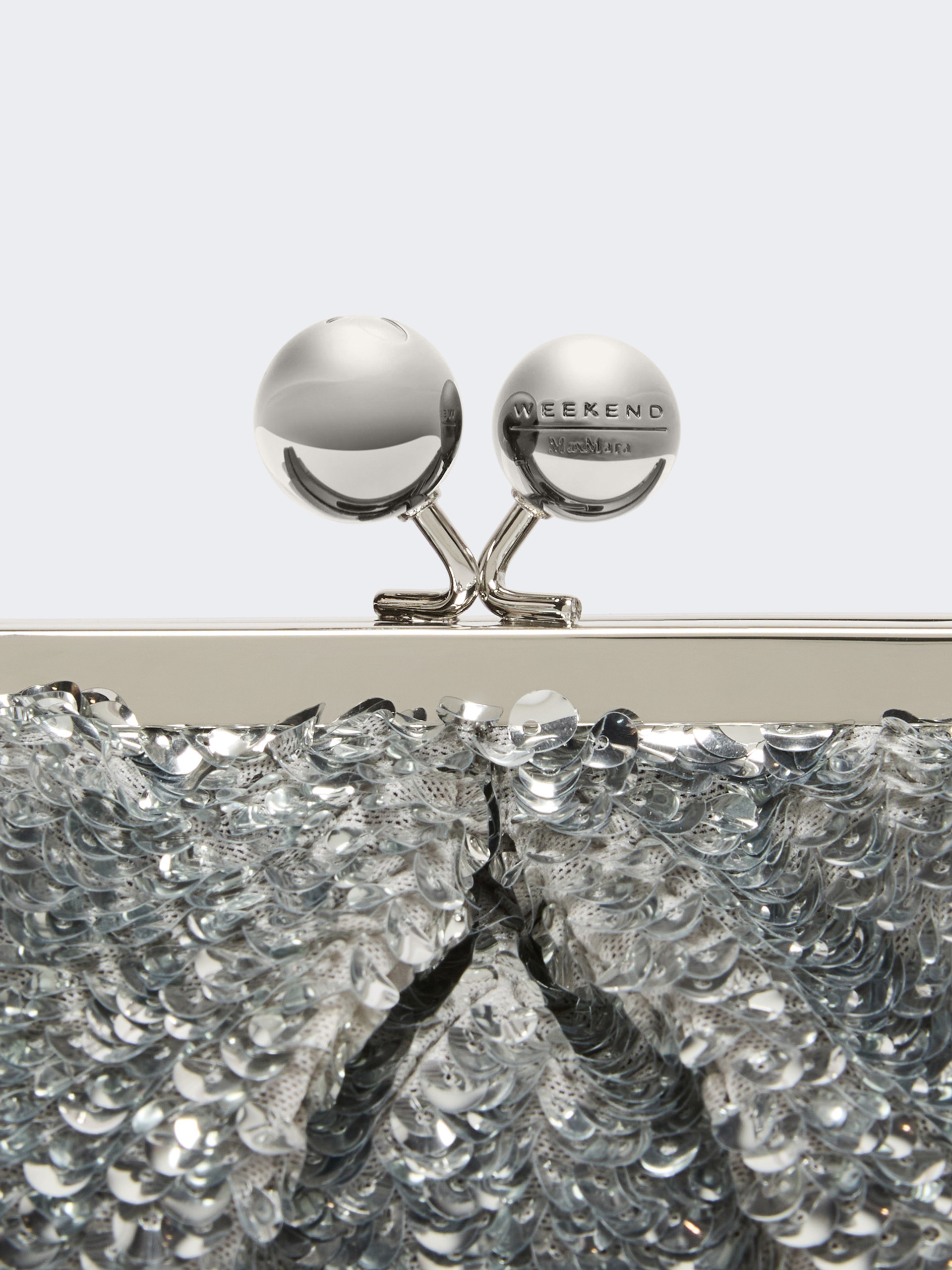 Sequin-adorned small satin Pasticcino Bag - SILVER - Weekend Max Mara - 5
