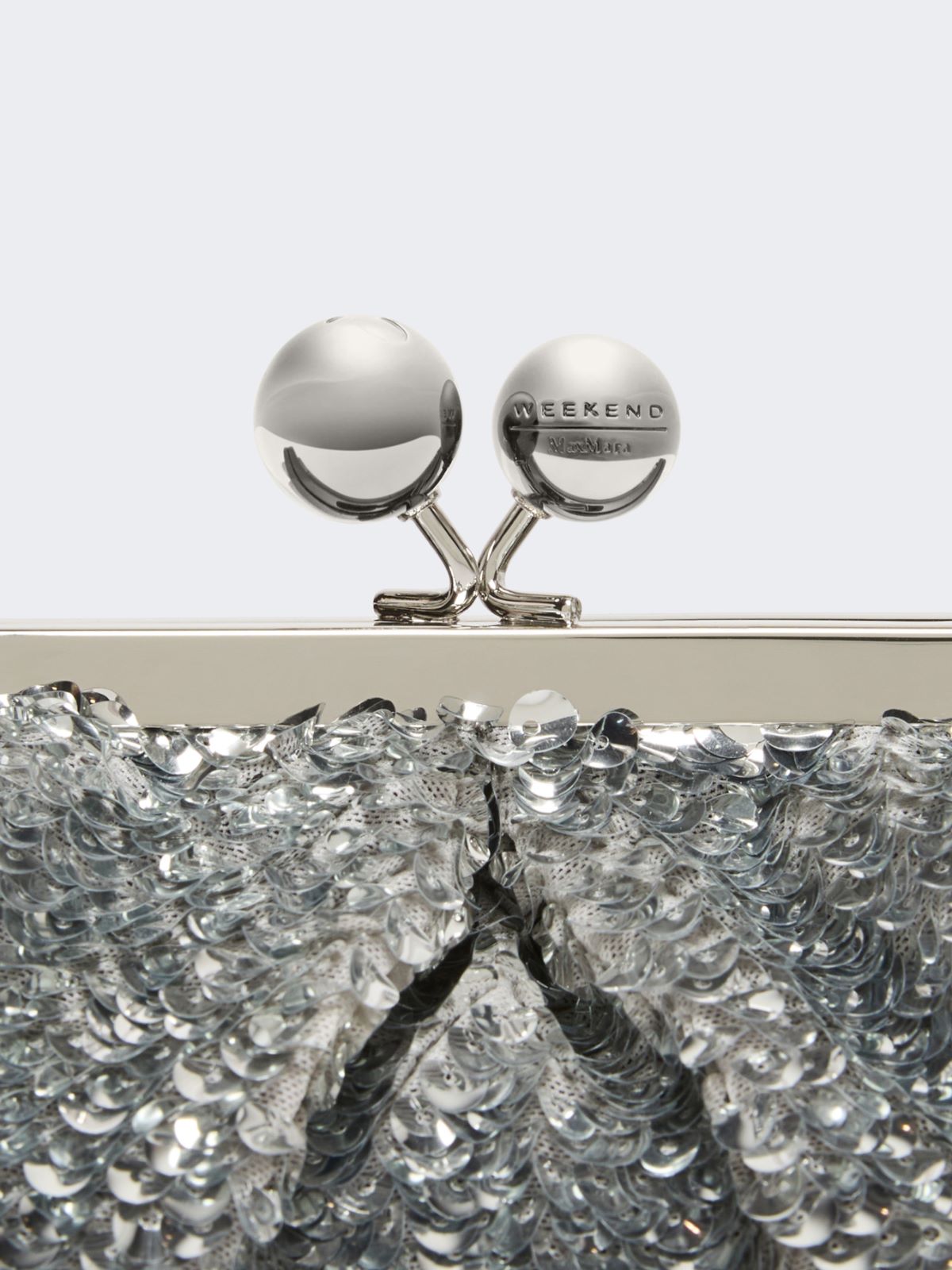 Sequin-adorned small satin Pasticcino Bag - SILVER - Weekend - 5