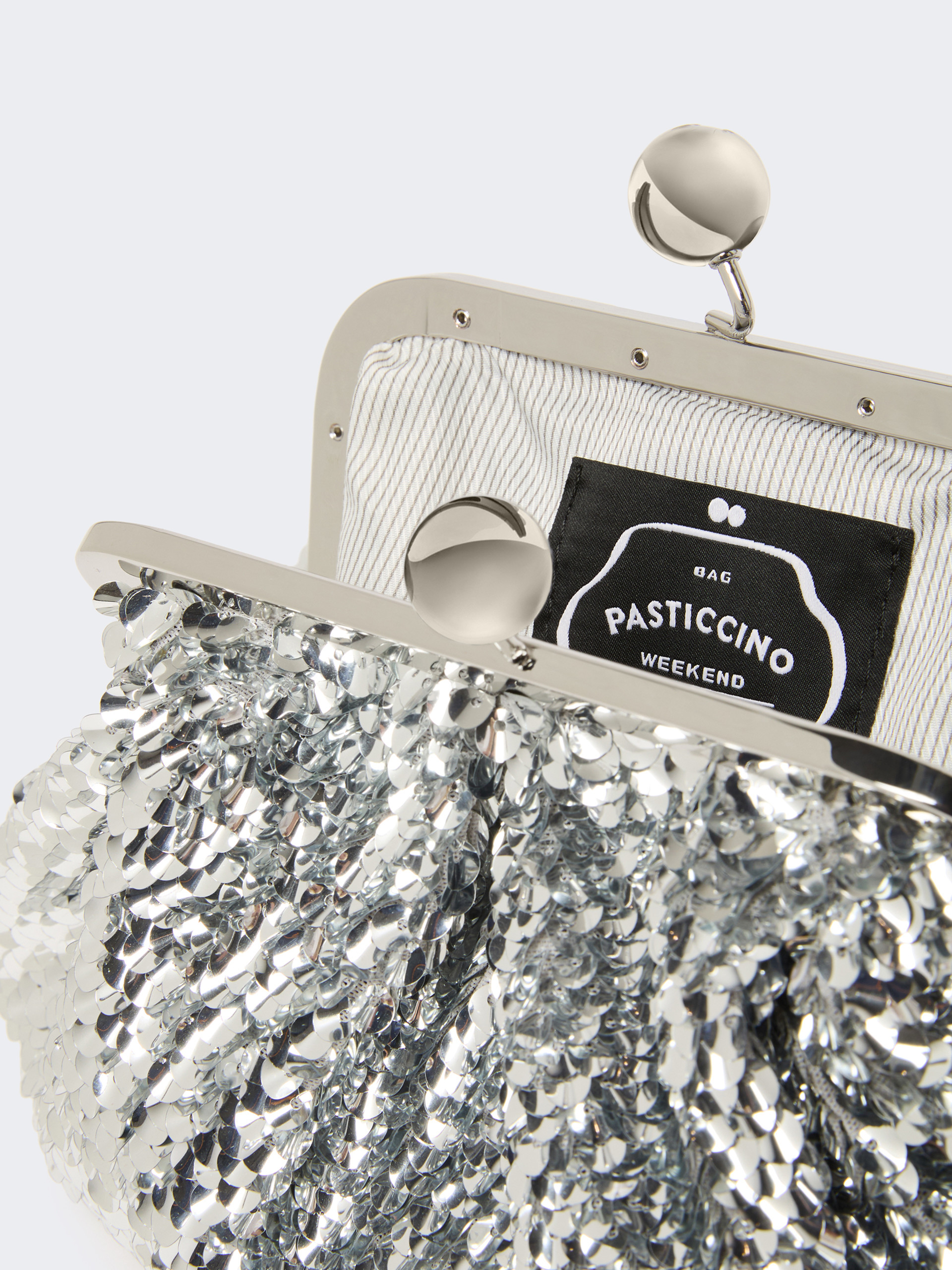 Sequin-adorned small satin Pasticcino Bag - SILVER - Weekend Max Mara - 6