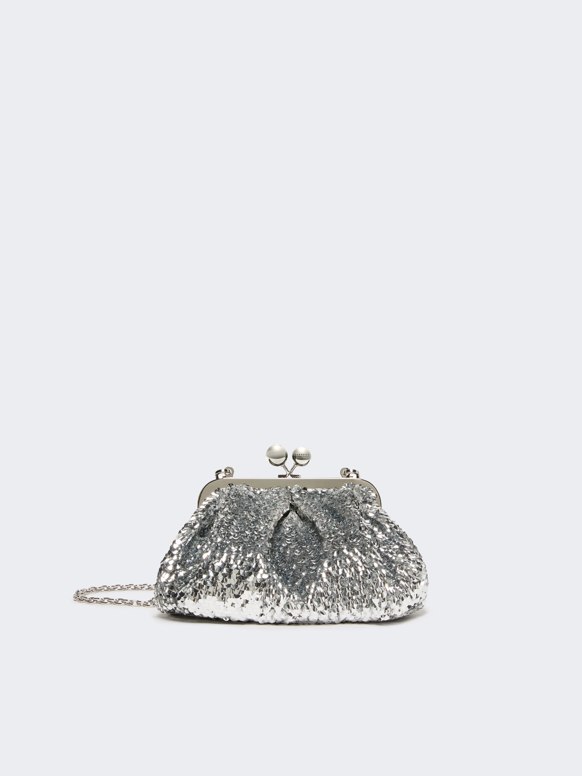Sequin-adorned small satin Pasticcino Bag - SILVER - Weekend Max Mara