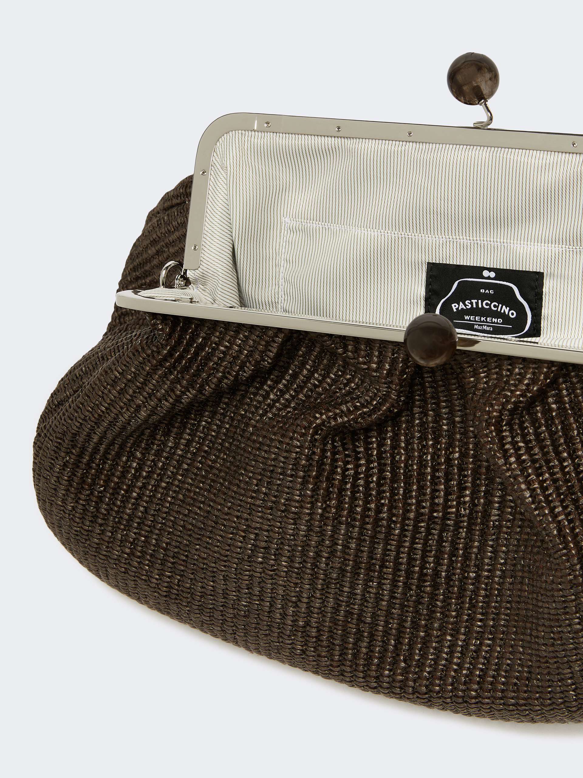 Large raffia-effect Pasticcino bag - DARK BROWN - Weekend Max Mara - 6