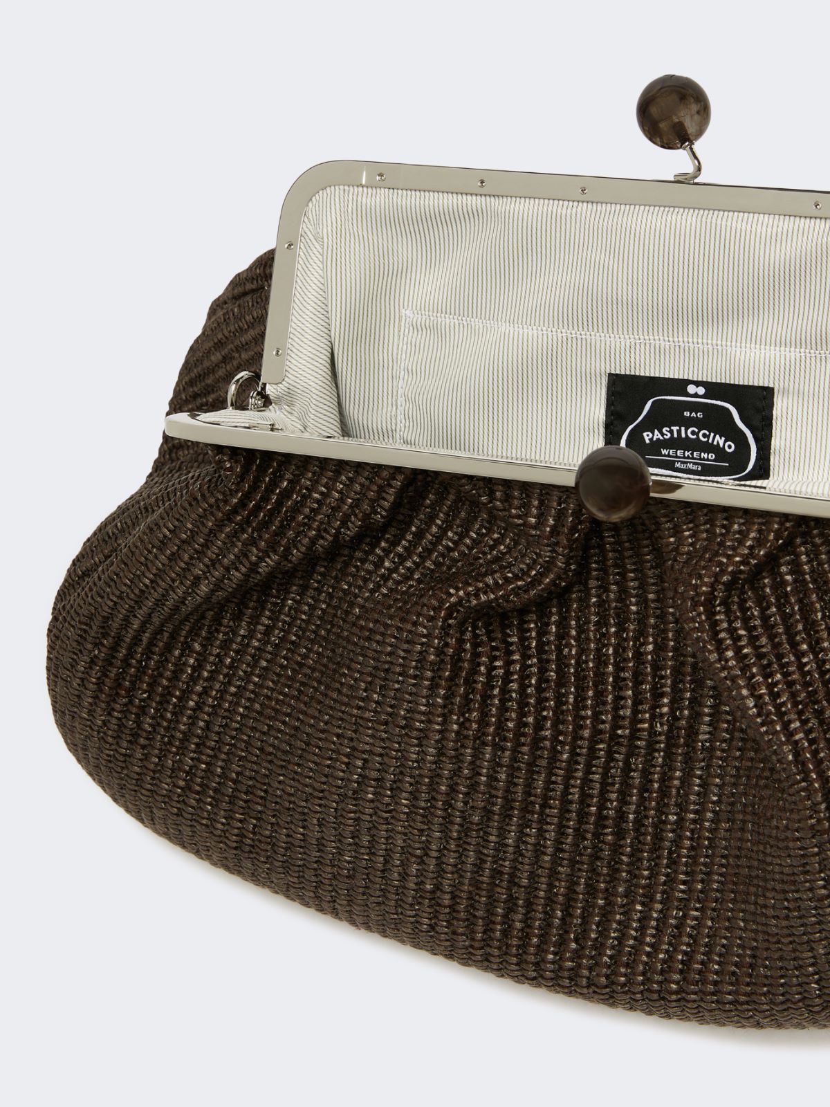 Large raffia-effect Pasticcino bag - DARK BROWN - Weekend - 6