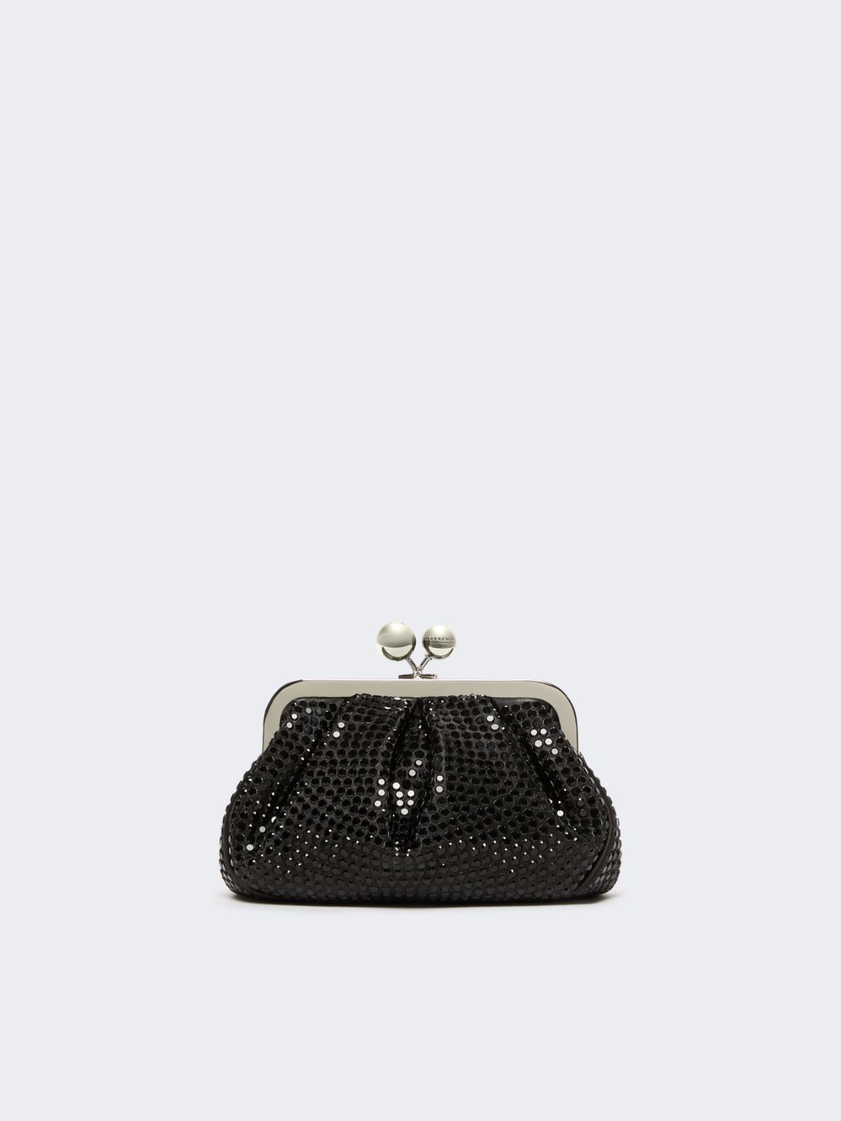 Rhinestone-adorned small satin Pasticcino Bag - DARK GREY - Weekend - 3