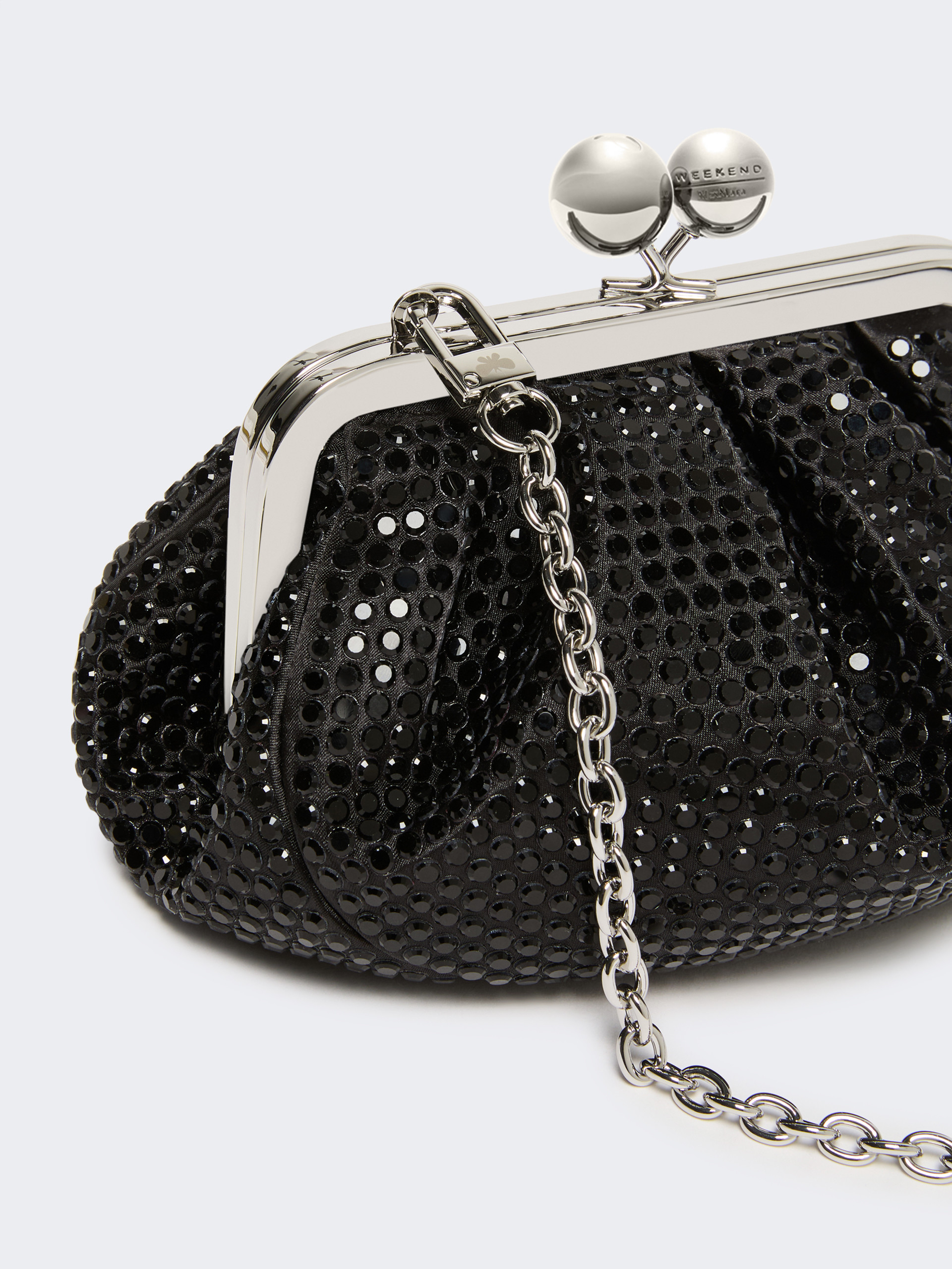 Rhinestone-adorned small satin Pasticcino Bag - DARK GREY - Weekend Max Mara - 4