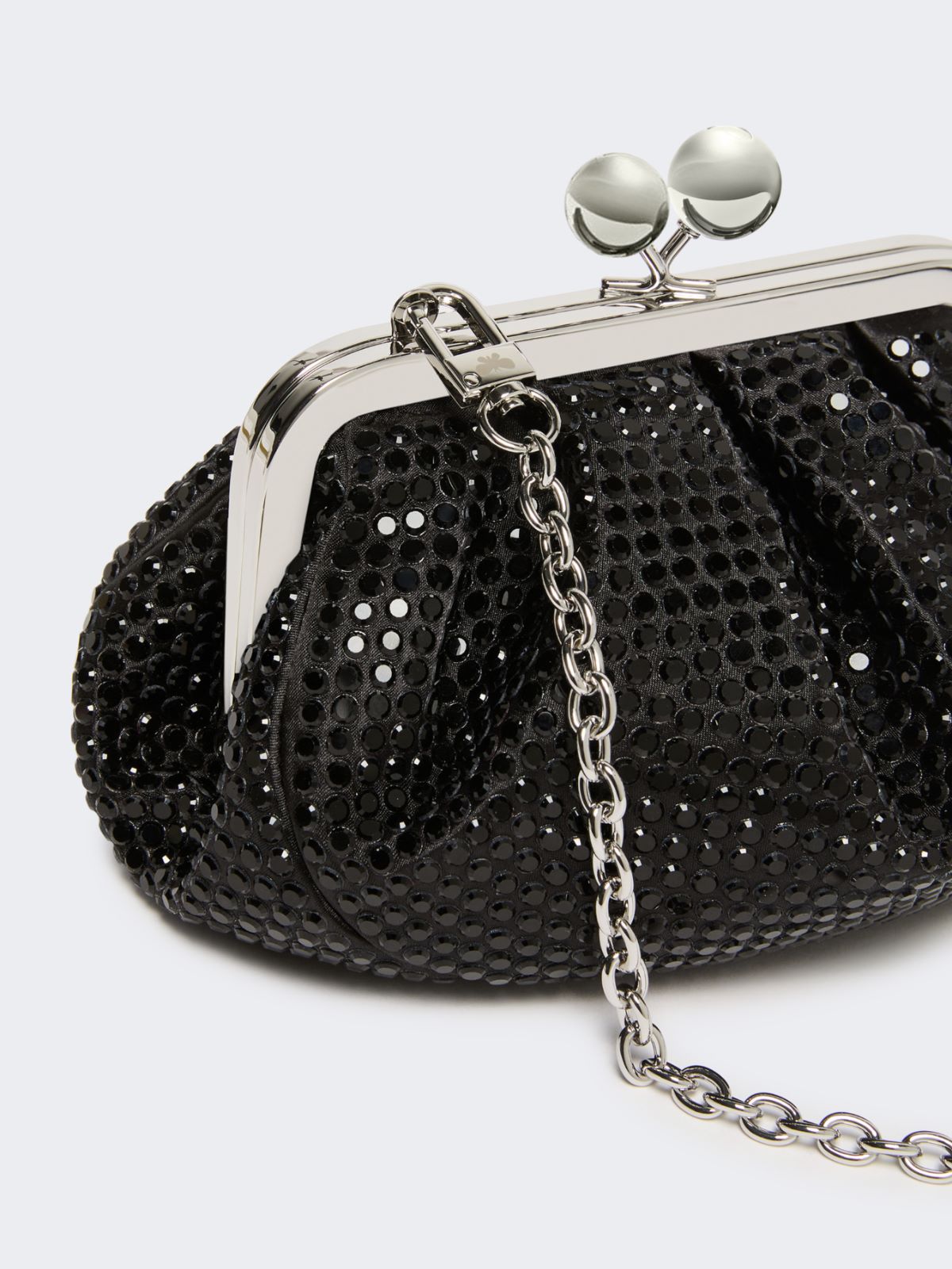 Rhinestone-adorned small satin Pasticcino Bag - DARK GREY - Weekend - 4