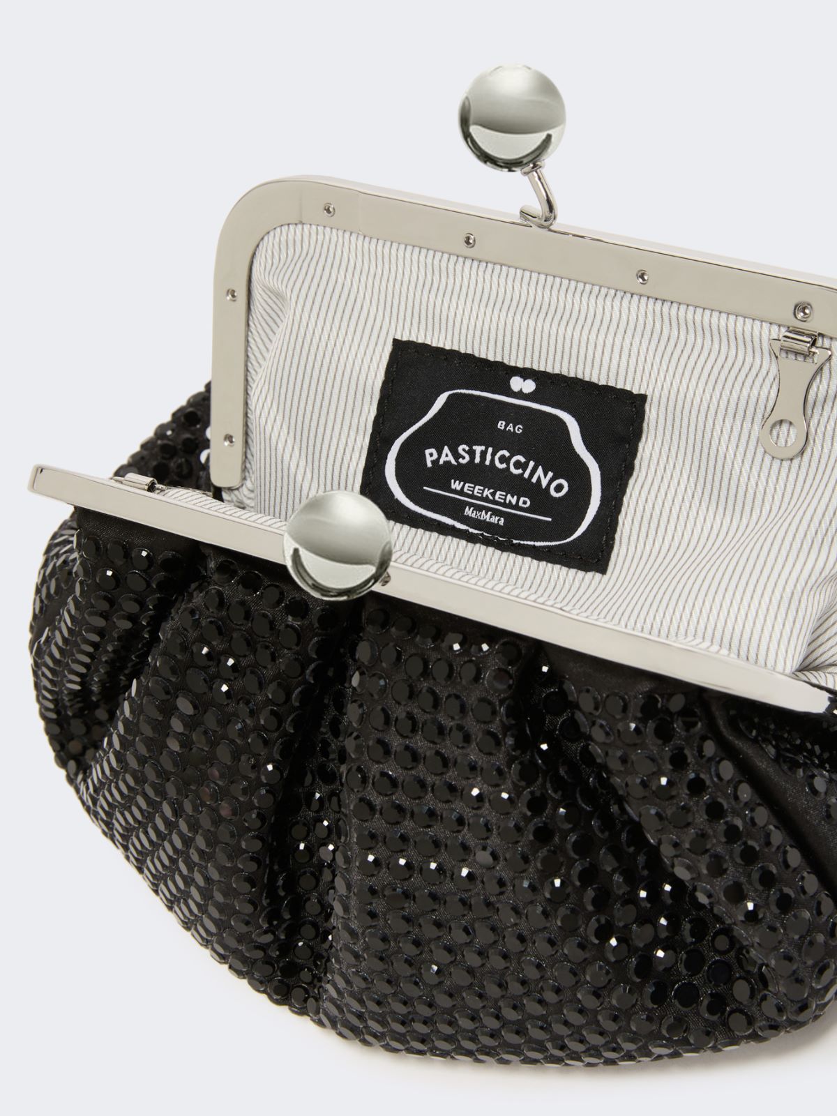 Rhinestone-adorned small satin Pasticcino Bag - DARK GREY - Weekend - 6