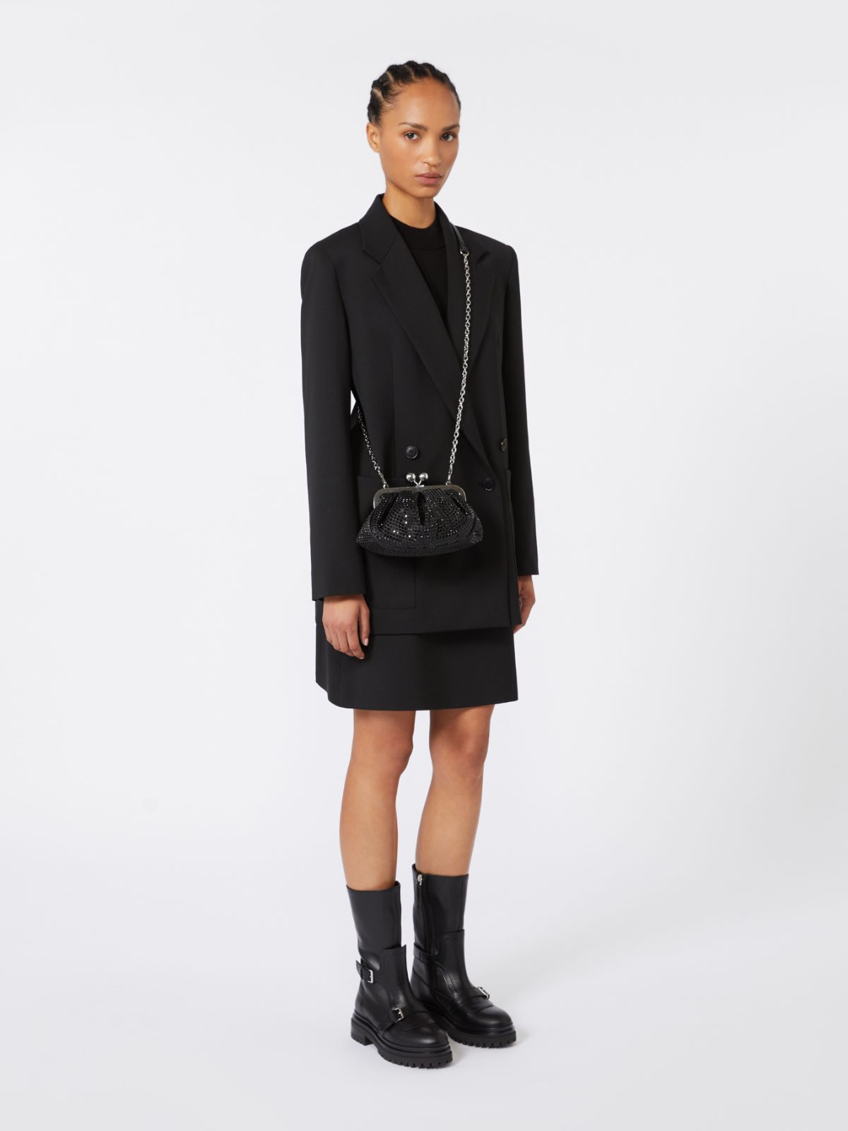 Rhinestone-adorned small satin Pasticcino Bag - DARK GREY - Weekend - 7