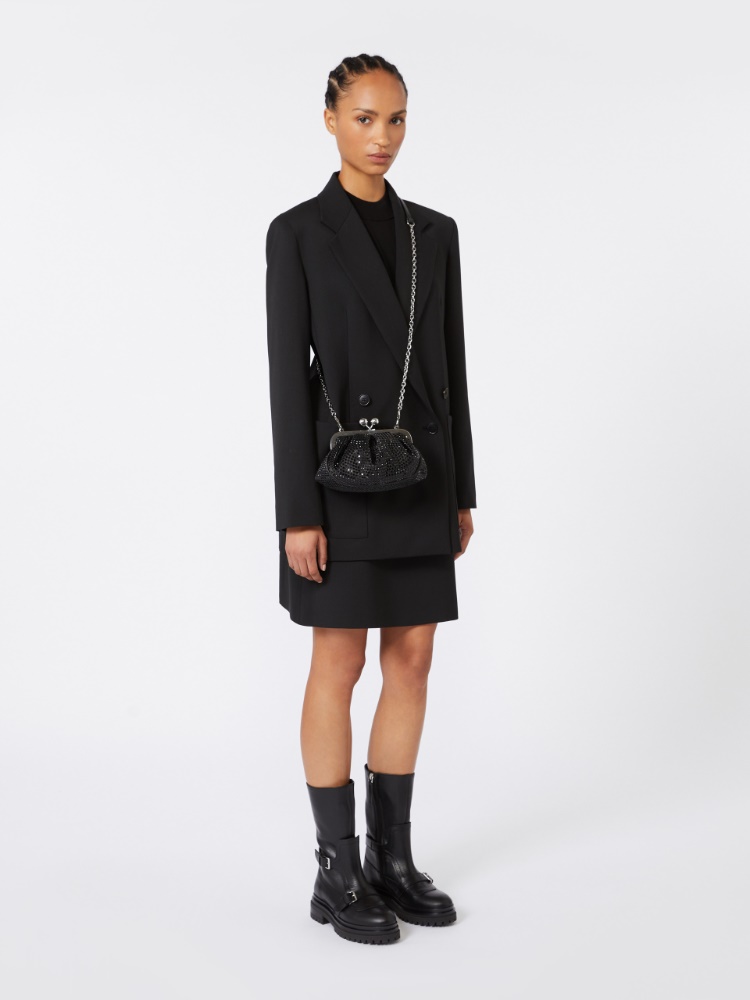 Rhinestone-adorned small satin Pasticcino Bag - DARK GREY - Weekend - 9