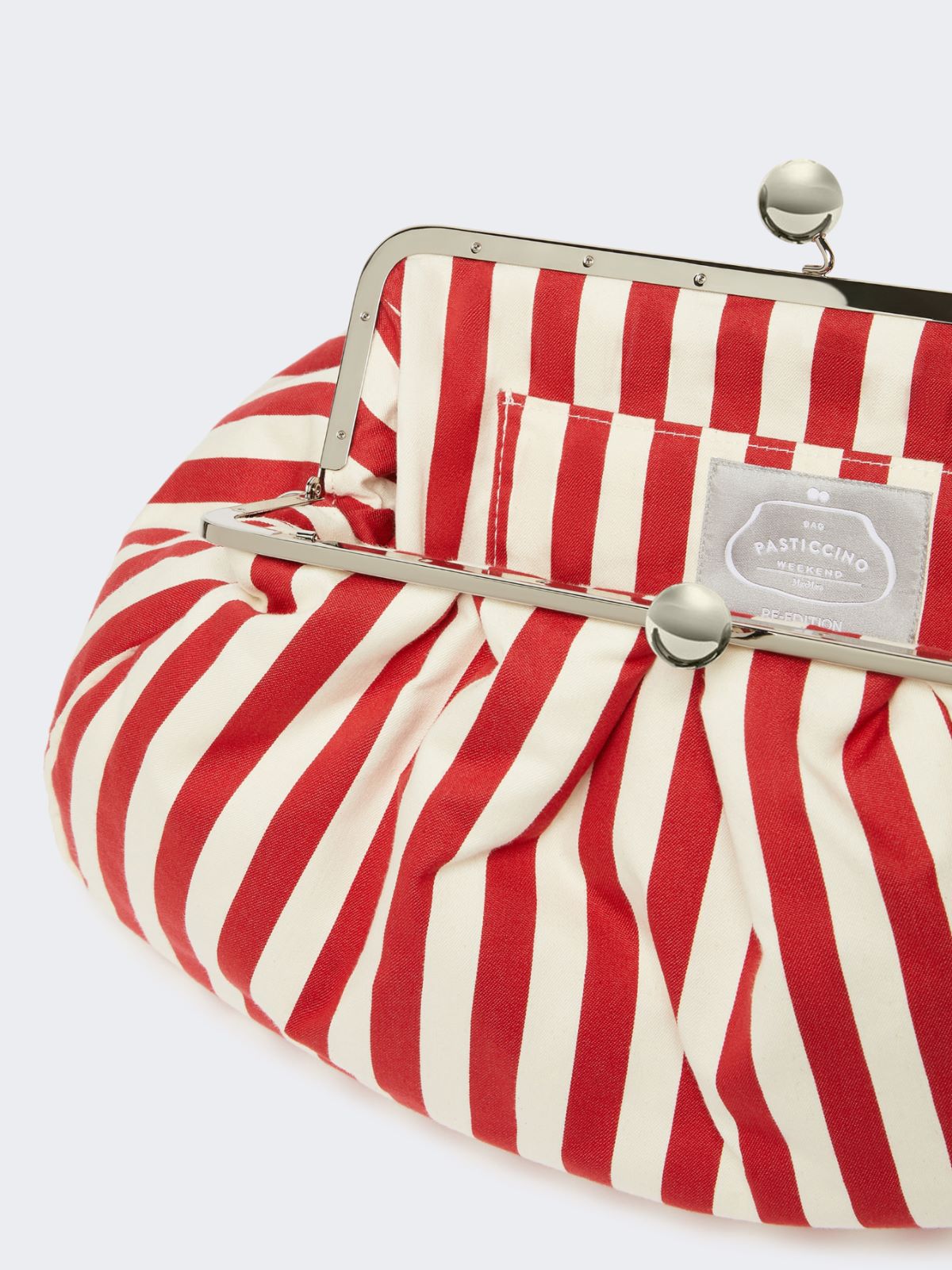 Large striped cotton Pasticcino bag - RED - Weekend - 6
