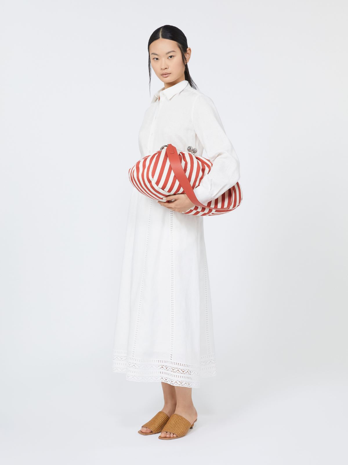 Large striped cotton Pasticcino bag - RED - Weekend - 8