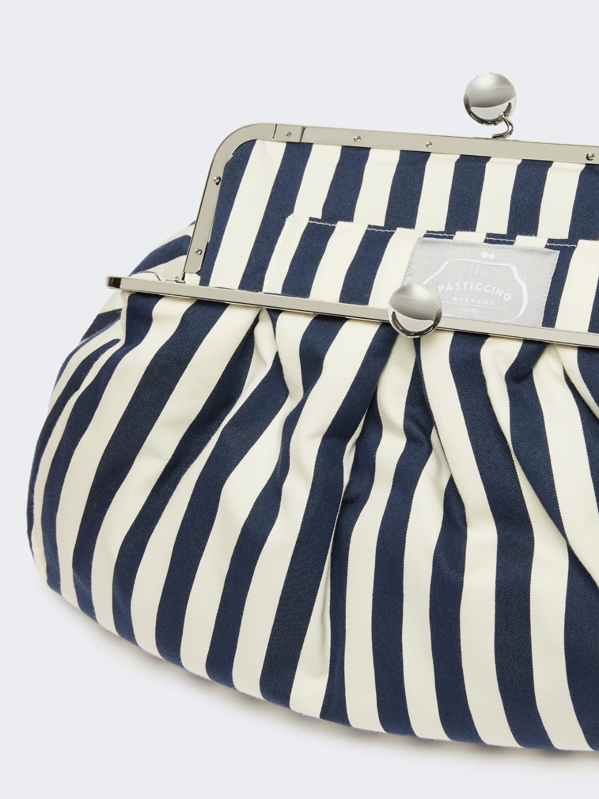 Large striped cotton Pasticcino bag - ULTRAMARINE - Weekend - 6