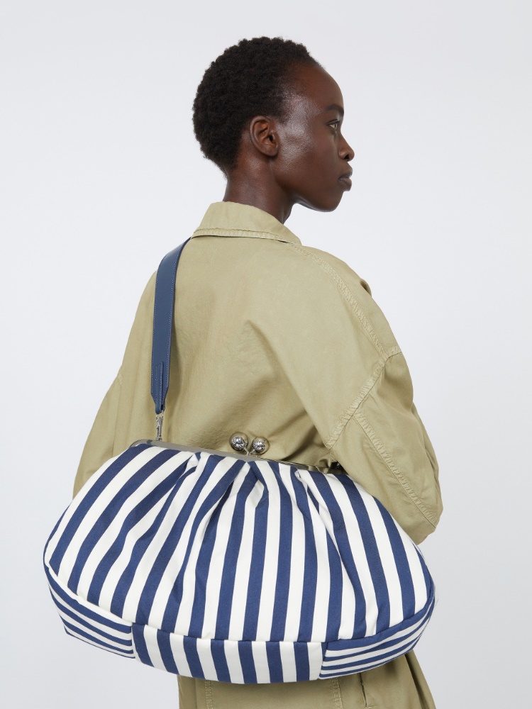 Large striped cotton Pasticcino bag - ULTRAMARINE - Weekend - 2