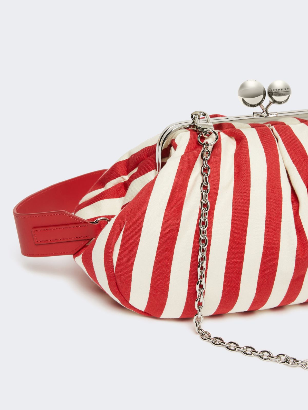 Medium striped cotton Pasticcino bag - RED - Weekend - 4